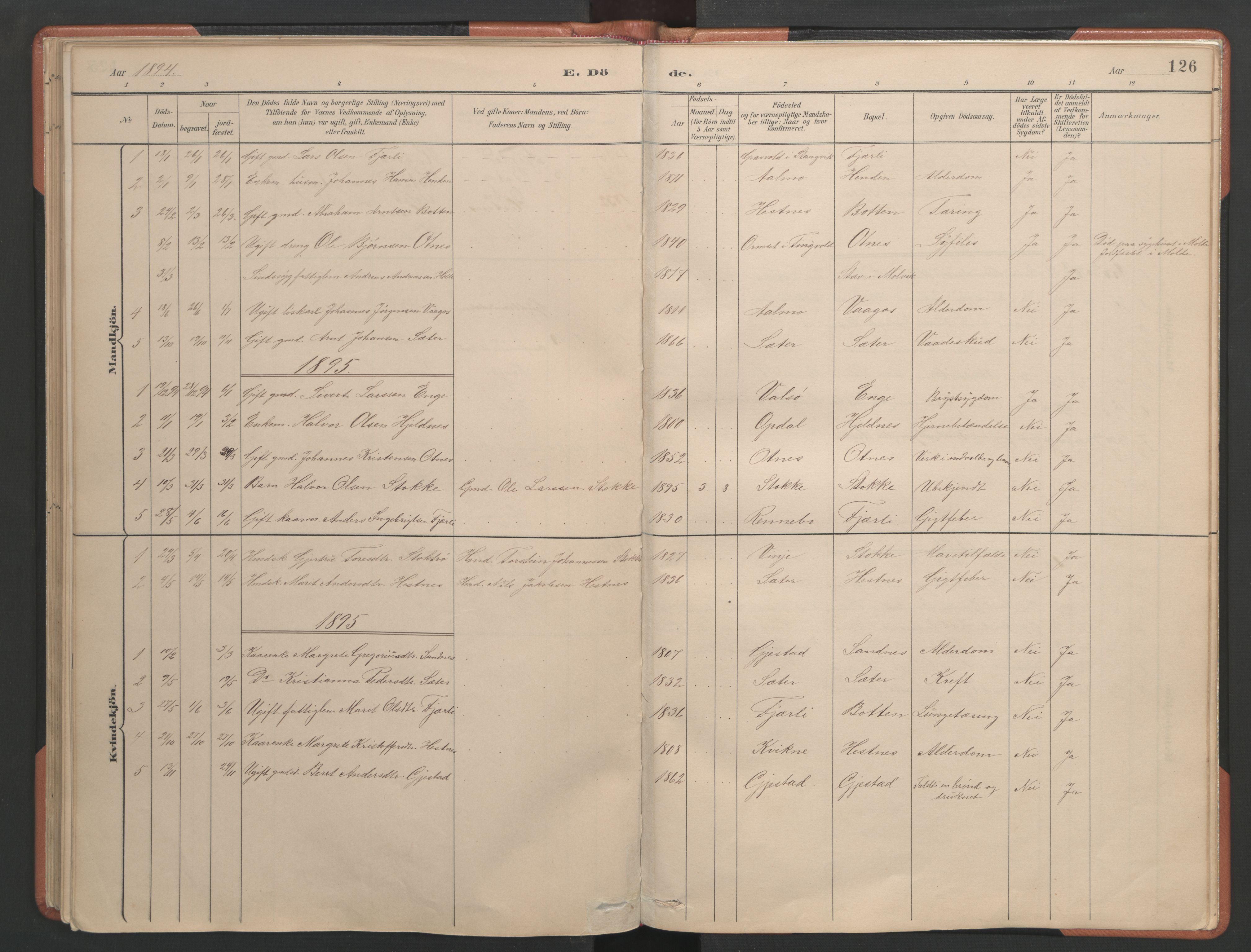 Ministerialprotokoller, klokkerbøker og fødselsregistre - Møre og Romsdal, AV/SAT-A-1454/580/L0926: Parish register (copy) no. 580C01, 1882-1903, p. 126