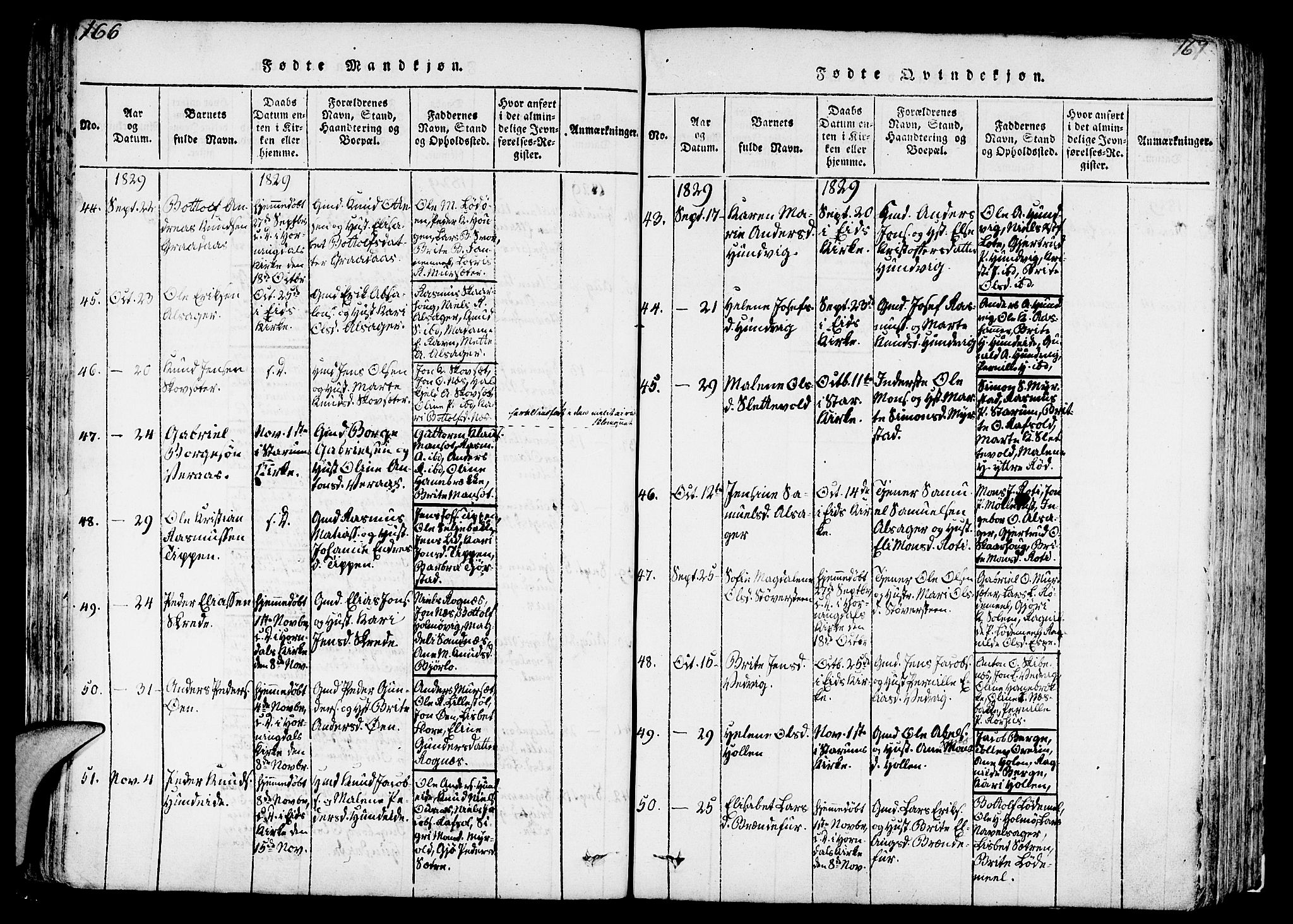 Eid sokneprestembete, AV/SAB-A-82301/H/Haa/Haaa/L0005: Parish register (official) no. A 5, 1816-1830, p. 166-167