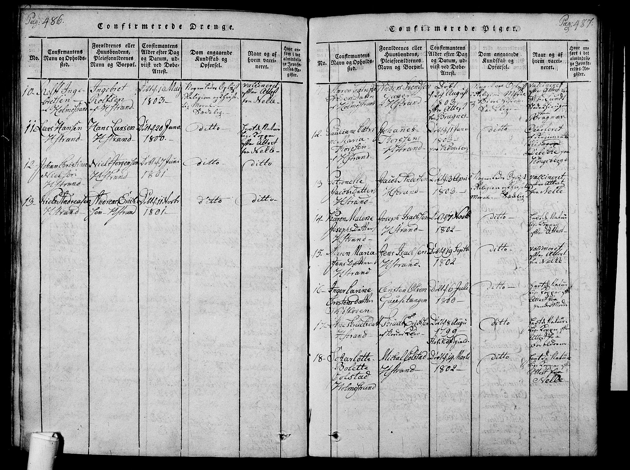 Holmestrand kirkebøker, SAKO/A-346/F/Fa/L0001: Parish register (official) no. 1, 1814-1840, p. 486-487