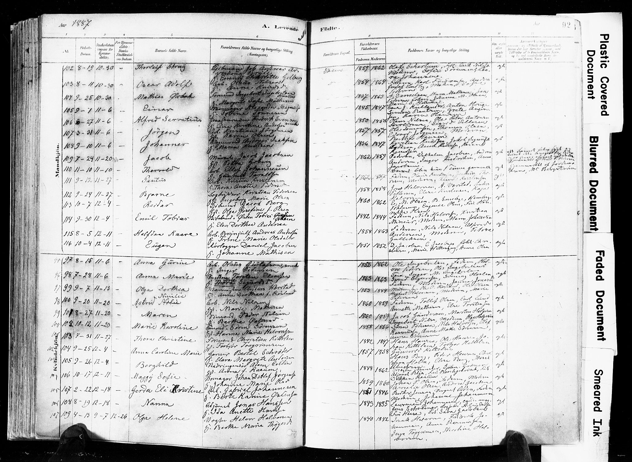 Skien kirkebøker, SAKO/A-302/F/Fa/L0009: Parish register (official) no. 9, 1878-1890, p. 92