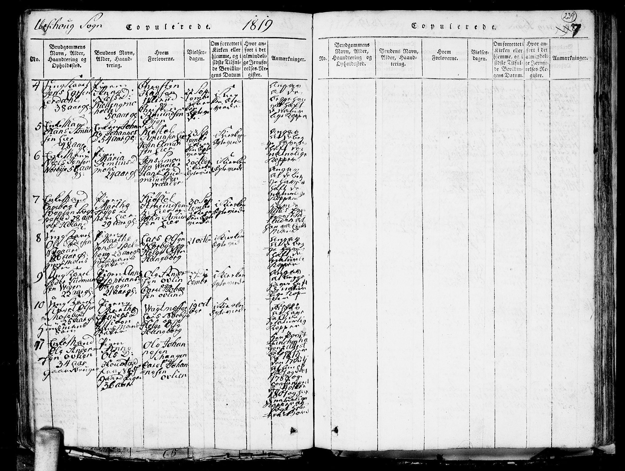 Aurskog prestekontor Kirkebøker, SAO/A-10304a/G/Ga/L0001: Parish register (copy) no. I 1, 1814-1829, p. 239