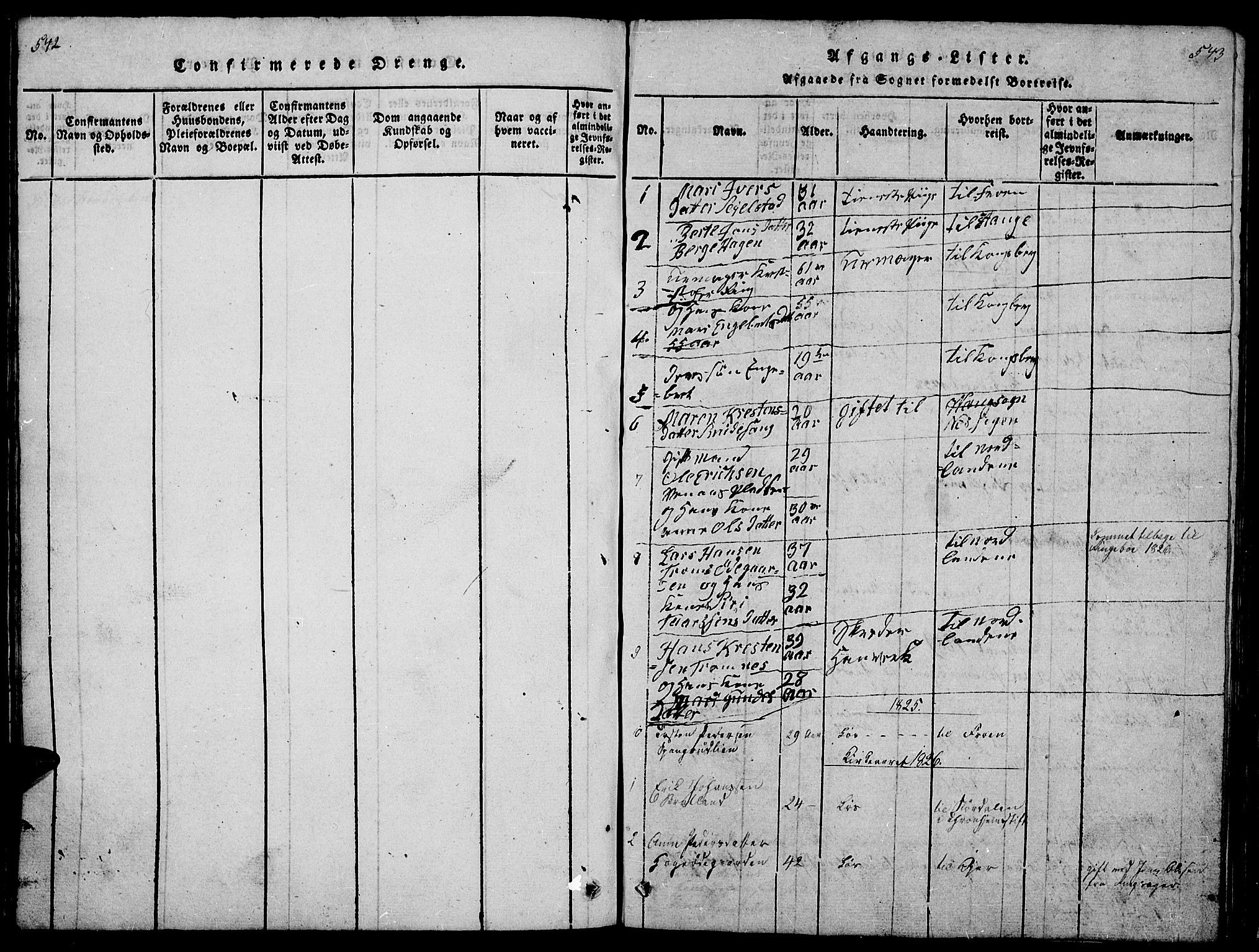 Ringebu prestekontor, SAH/PREST-082/H/Ha/Hab/L0001: Parish register (copy) no. 1, 1821-1839, p. 542-543