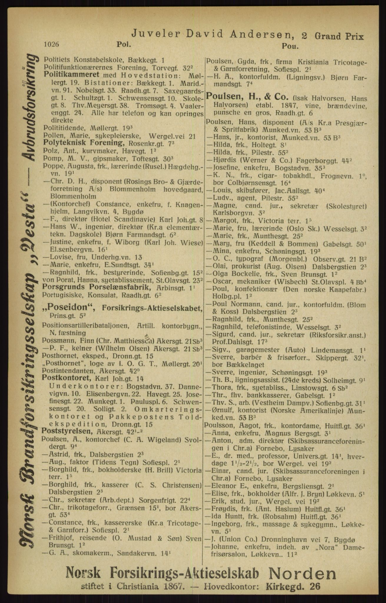 Kristiania/Oslo adressebok, PUBL/-, 1916, p. 1026