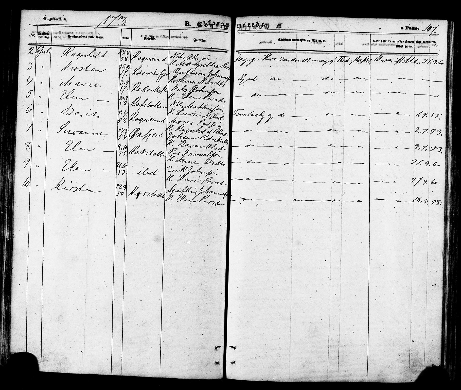 Talvik sokneprestkontor, SATØ/S-1337/H/Ha/L0011kirke: Parish register (official) no. 11, 1864-1877, p. 107
