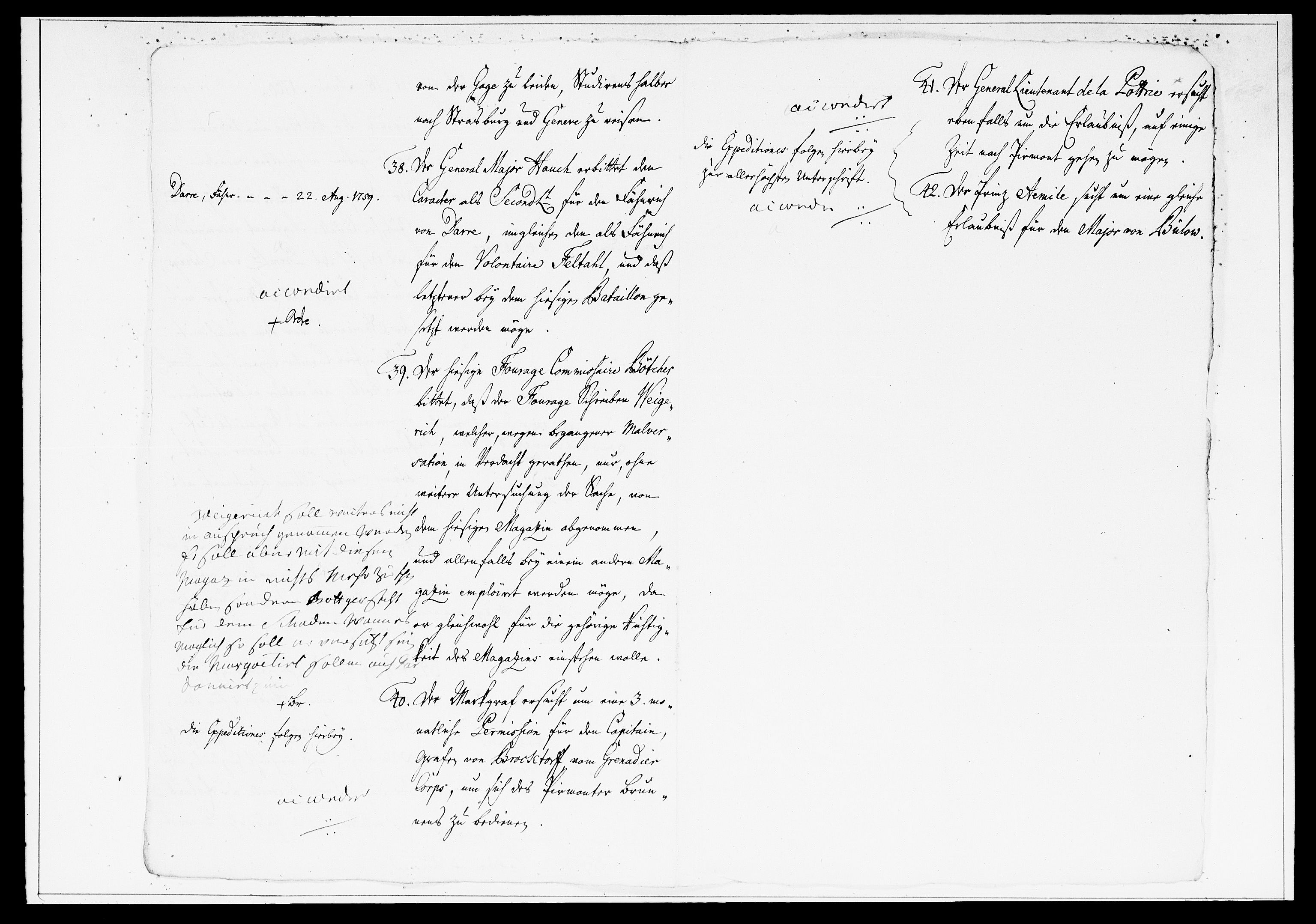 Krigskollegiet, Krigskancelliet, DRA/A-0006/-/1334-1359: Refererede sager, 1760, p. 587