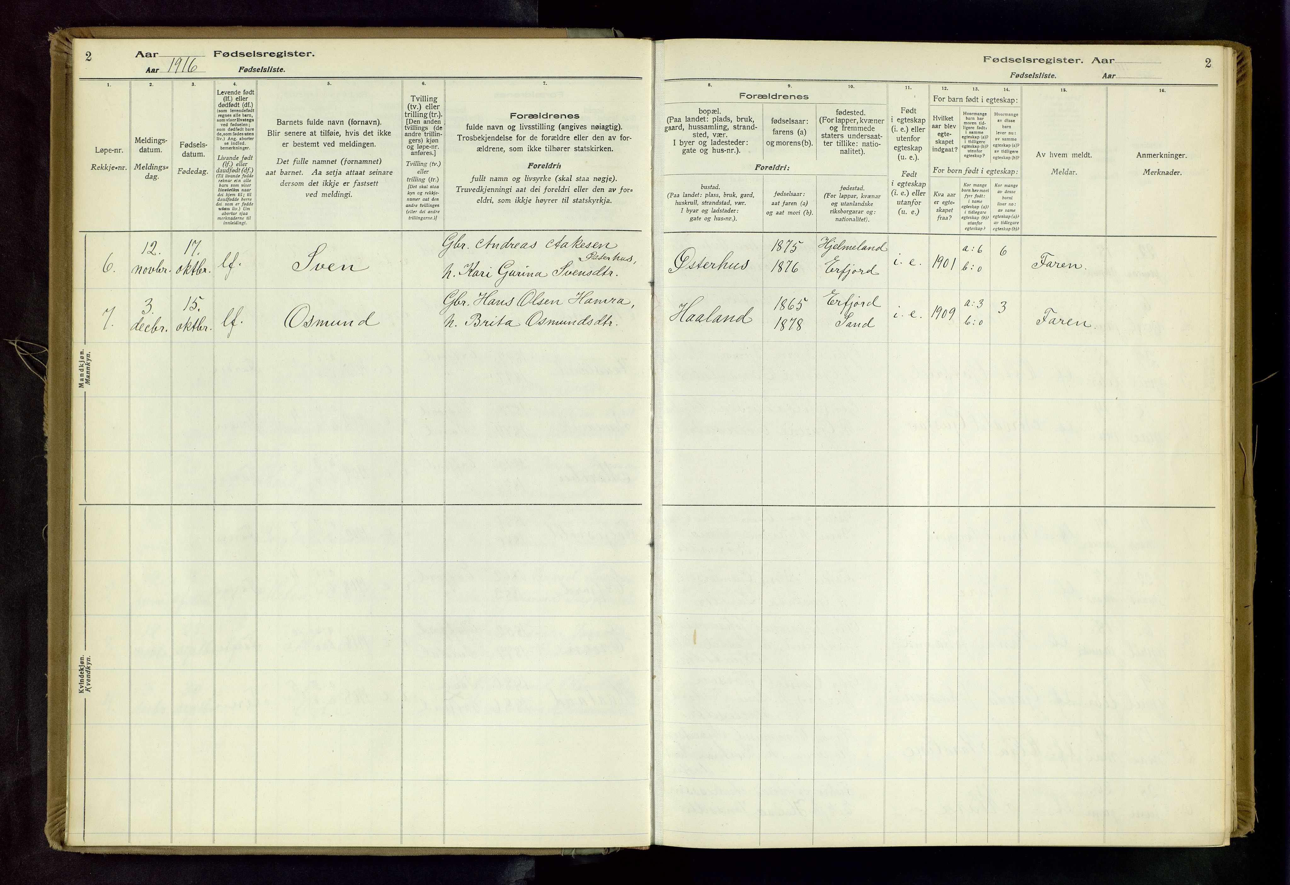 Jelsa sokneprestkontor, AV/SAST-A-101842/02/I: Birth register no. 14, 1916-1982, p. 2