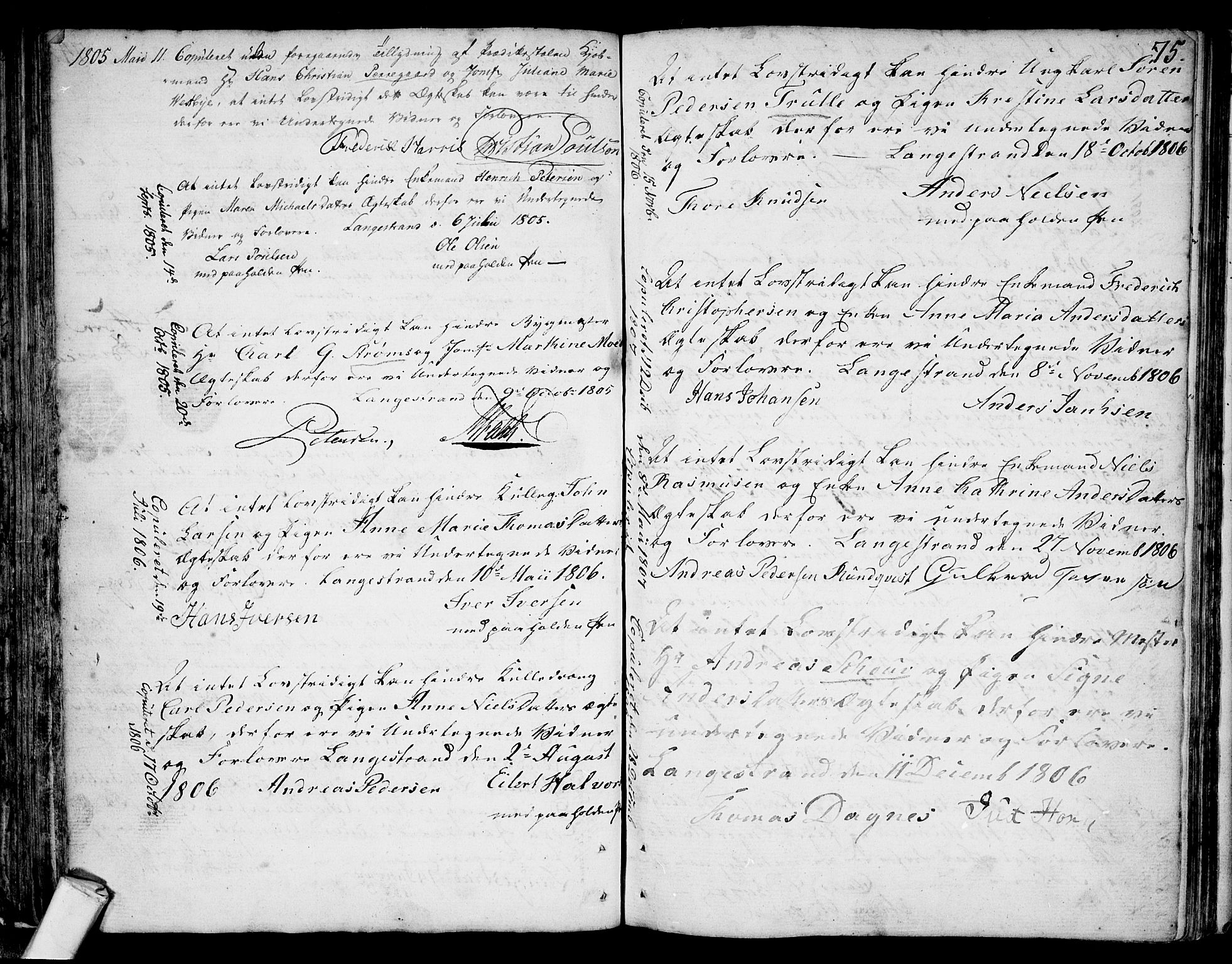 Larvik kirkebøker, SAKO/A-352/F/Fb/L0001: Parish register (official) no. II 1, 1779-1817, p. 75