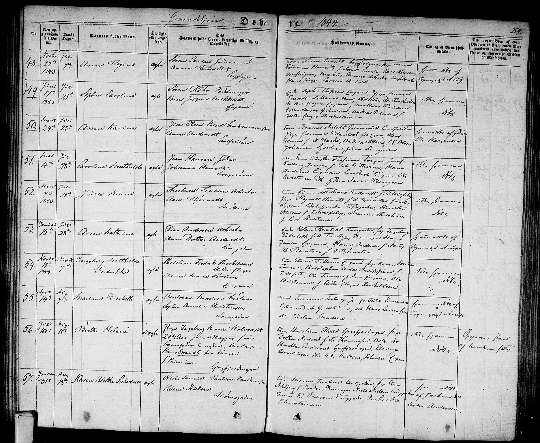 Bragernes kirkebøker, AV/SAKO-A-6/F/Fb/L0001: Parish register (official) no. II 1, 1830-1847, p. 259