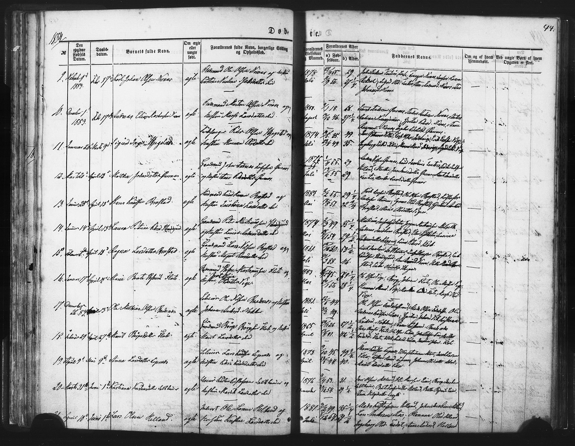 Ministerialprotokoller, klokkerbøker og fødselsregistre - Møre og Romsdal, AV/SAT-A-1454/539/L0530: Parish register (official) no. 539A03, 1872-1886, p. 44