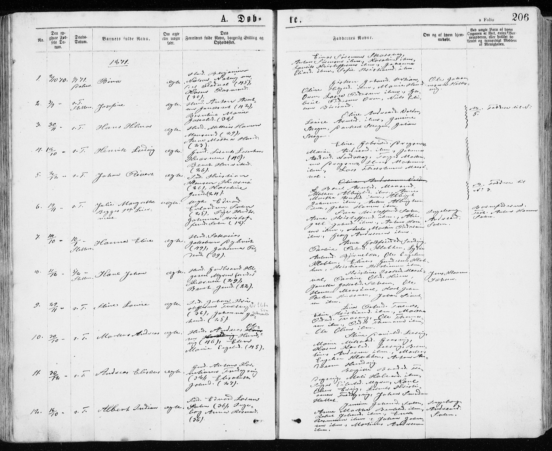 Ministerialprotokoller, klokkerbøker og fødselsregistre - Sør-Trøndelag, AV/SAT-A-1456/640/L0576: Parish register (official) no. 640A01, 1846-1876, p. 206