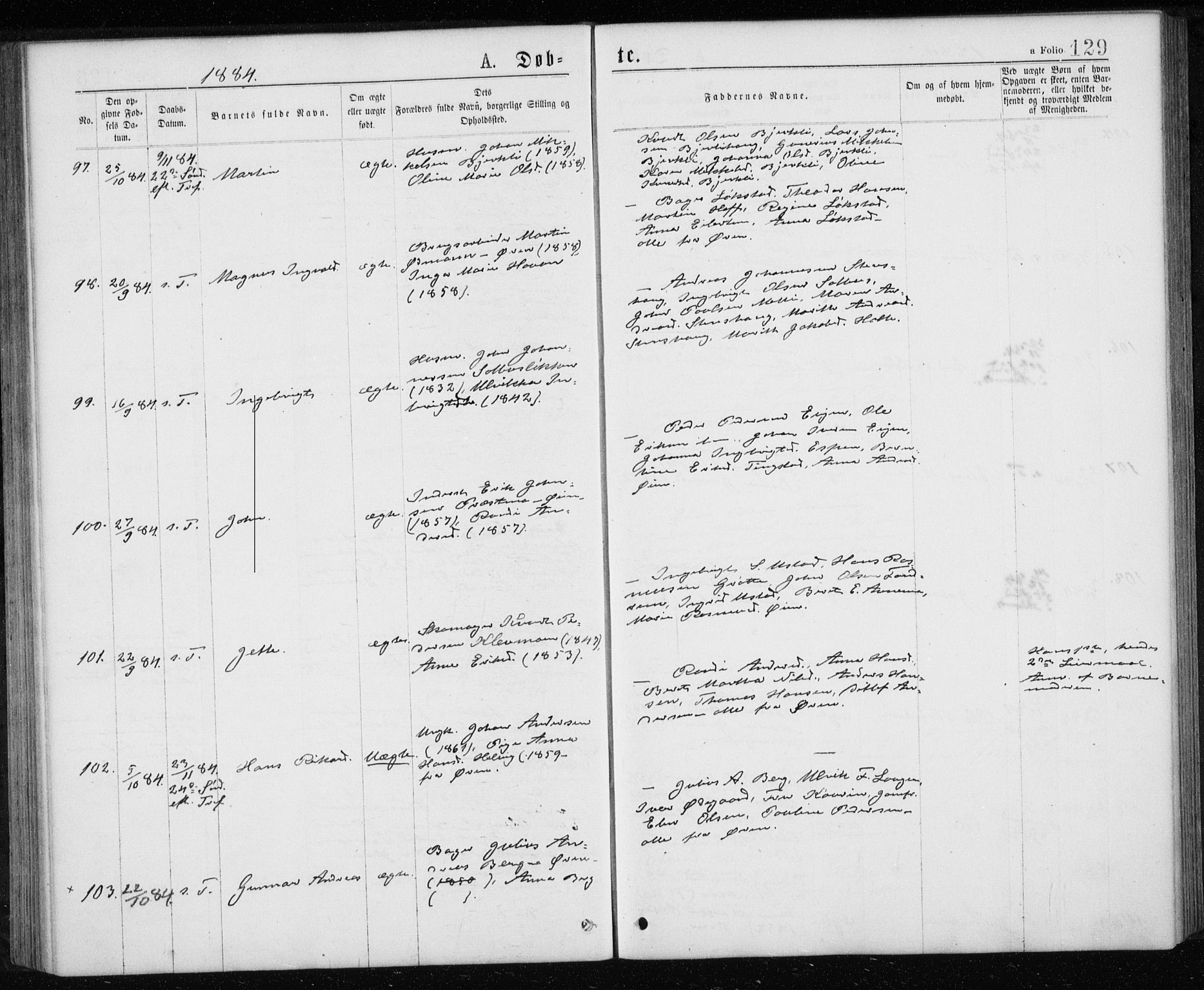 Ministerialprotokoller, klokkerbøker og fødselsregistre - Sør-Trøndelag, AV/SAT-A-1456/668/L0817: Parish register (copy) no. 668C06, 1873-1884, p. 129