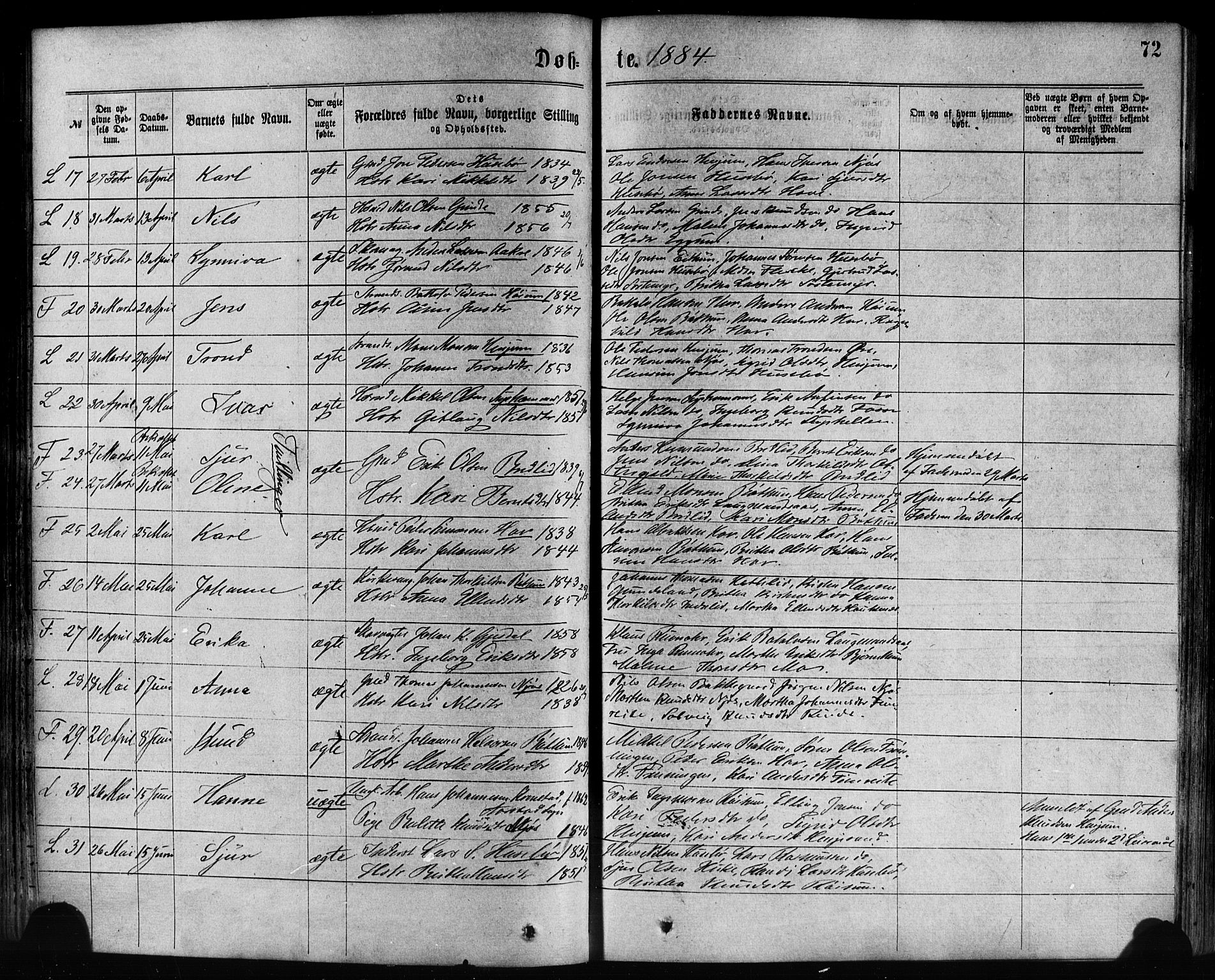Leikanger sokneprestembete, SAB/A-81001: Parish register (official) no. A 9, 1869-1888, p. 72