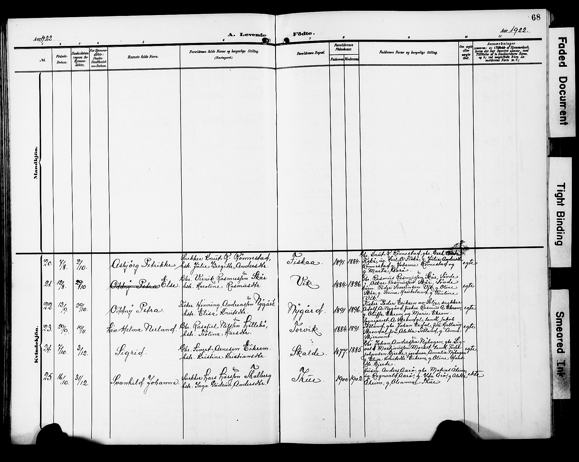 Ministerialprotokoller, klokkerbøker og fødselsregistre - Møre og Romsdal, SAT/A-1454/501/L0018: Parish register (copy) no. 501C04, 1902-1930, p. 68