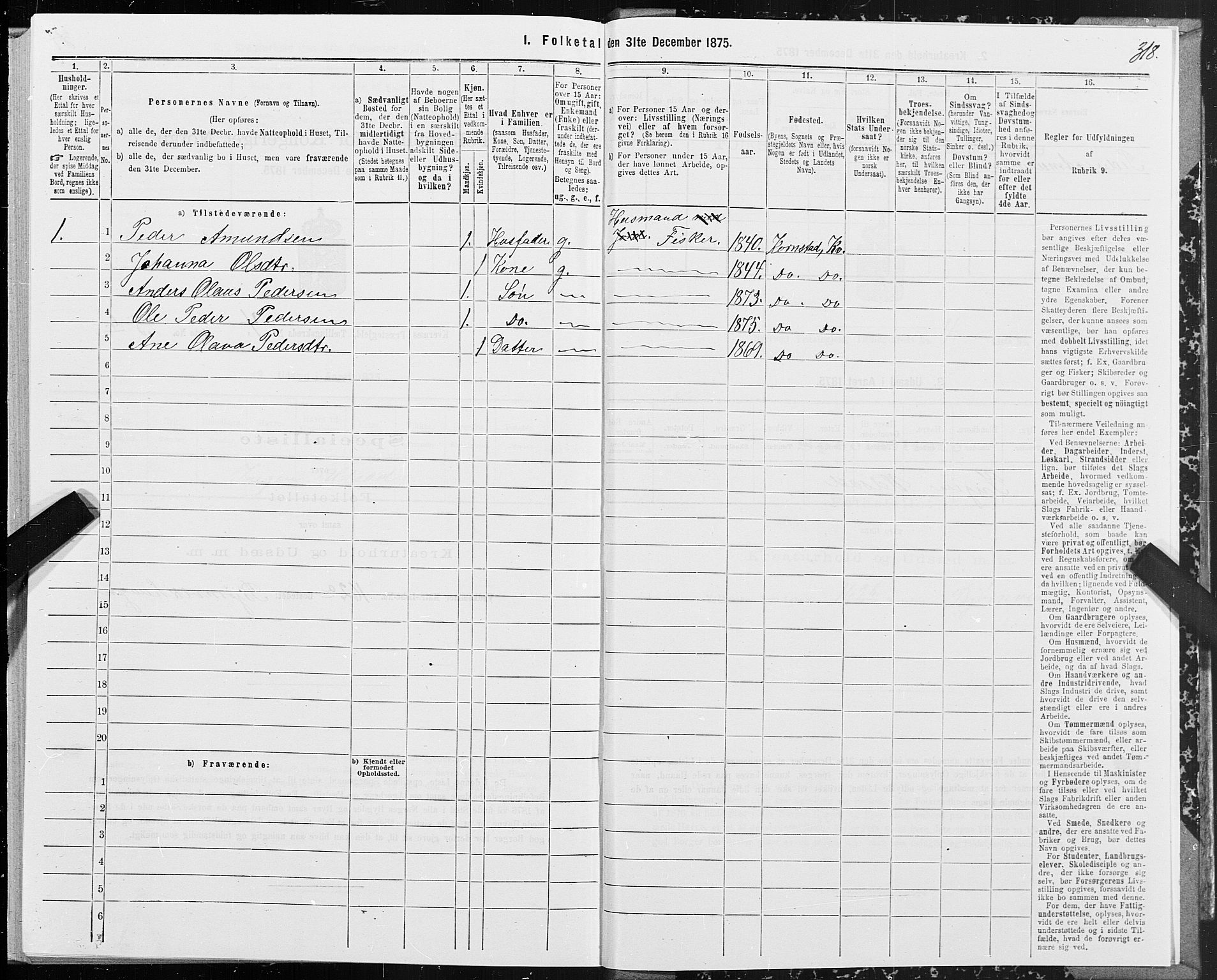 SAT, 1875 census for 1553P Kvernes, 1875, p. 2318