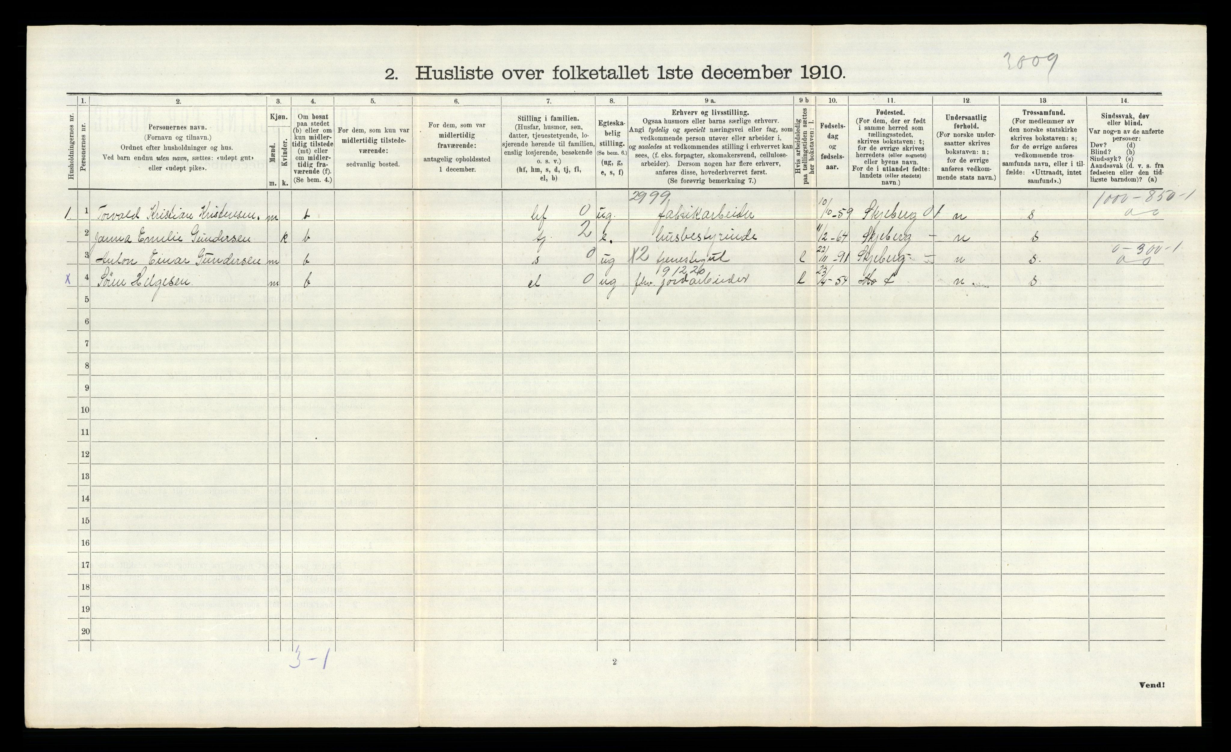 RA, 1910 census for Borge, 1910, p. 1413