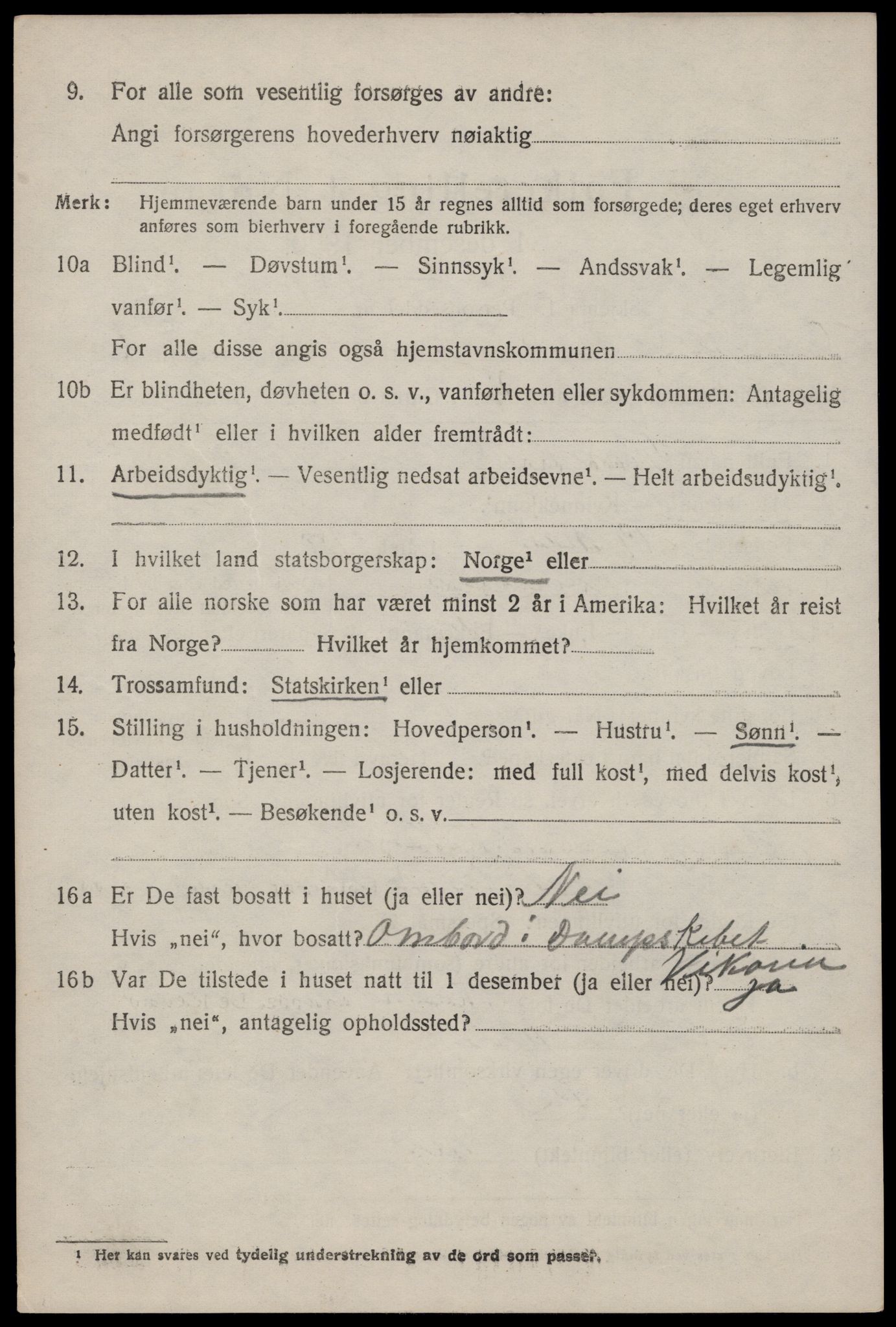 SAKO, 1920 census for Kviteseid, 1920, p. 3026