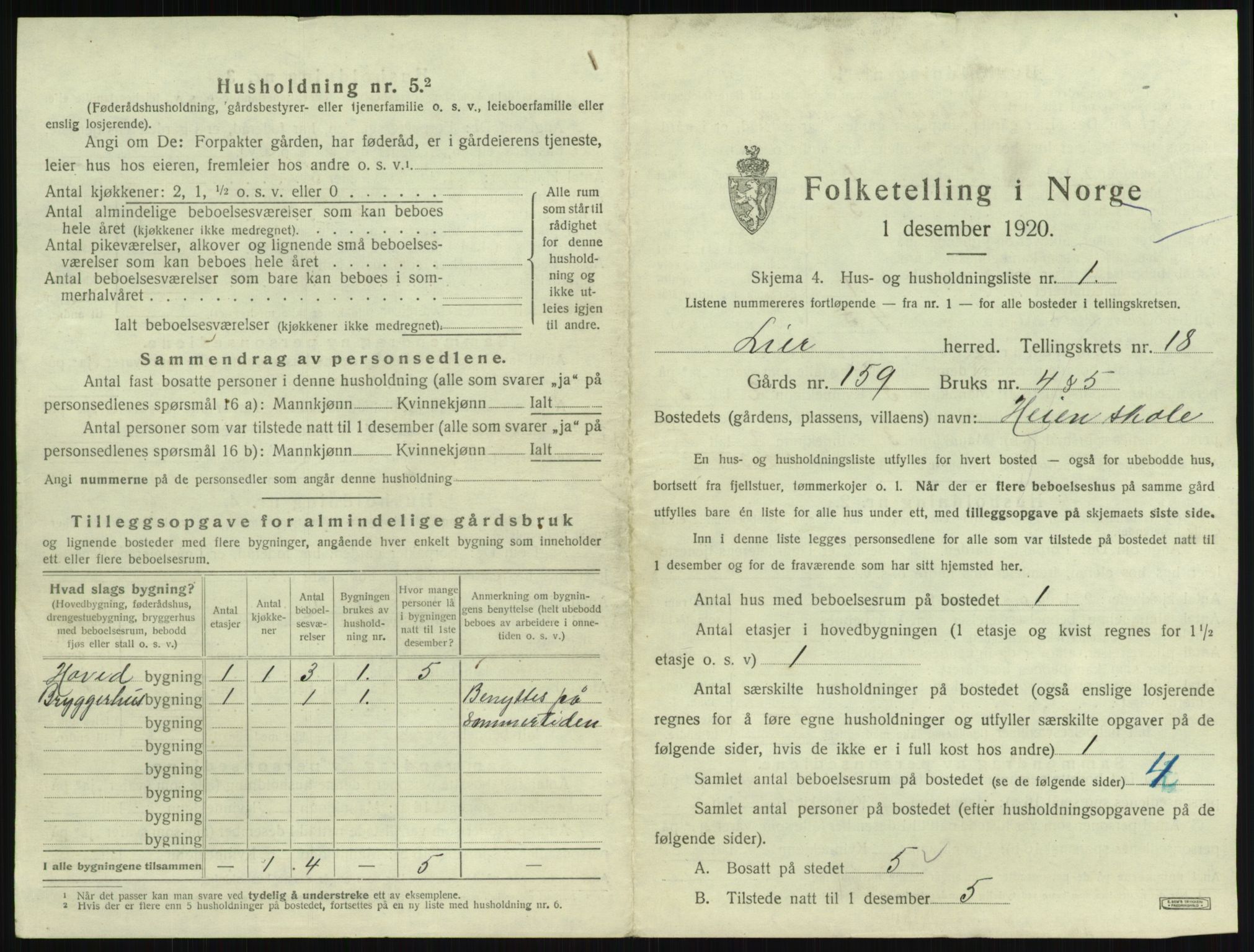 SAKO, 1920 census for Lier, 1920, p. 3050