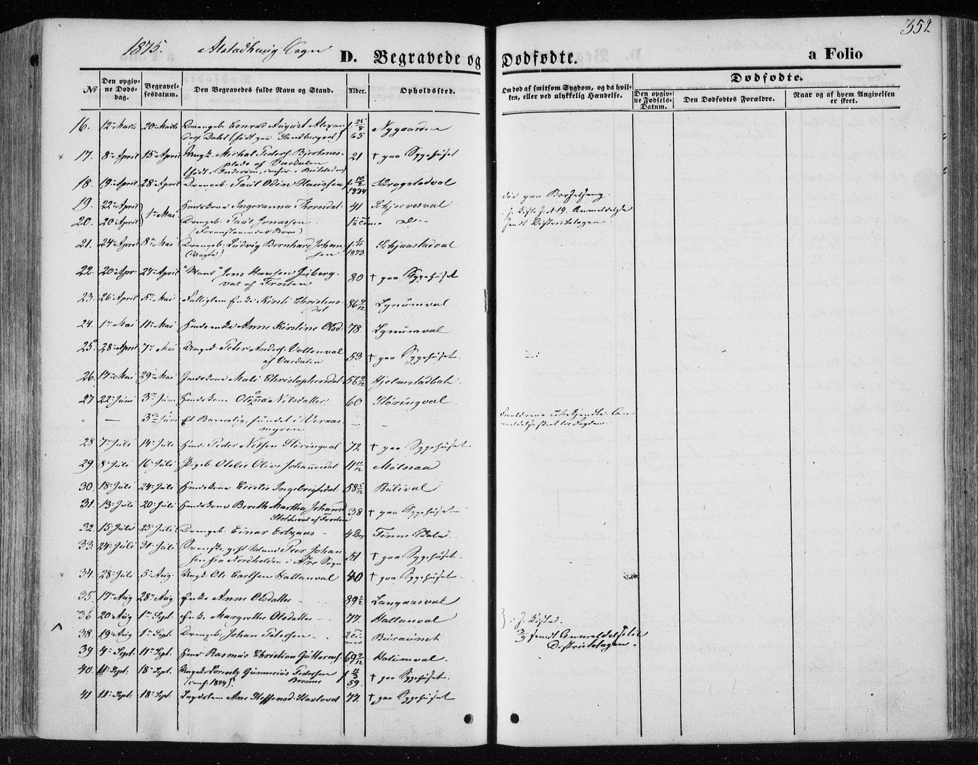 Ministerialprotokoller, klokkerbøker og fødselsregistre - Nord-Trøndelag, SAT/A-1458/717/L0157: Parish register (official) no. 717A08 /1, 1863-1877, p. 352