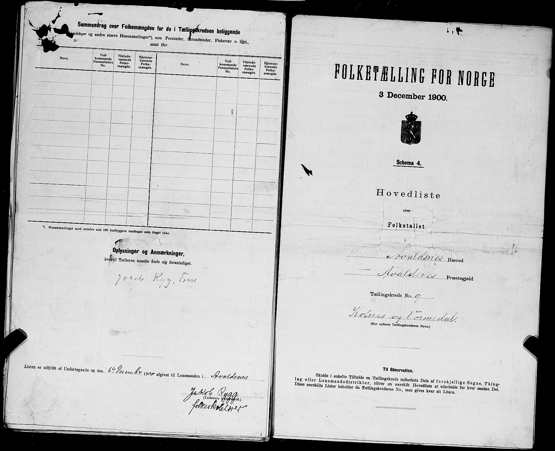 SAST, 1900 census for Avaldsnes, 1900, p. 42