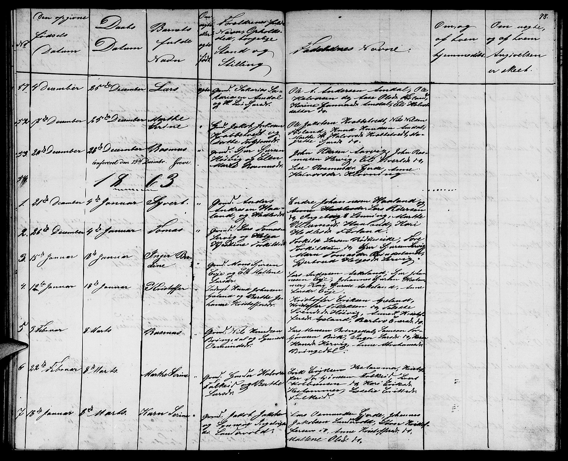Tysvær sokneprestkontor, SAST/A -101864/H/Ha/Hab/L0002: Parish register (copy) no. B 2, 1852-1868, p. 78
