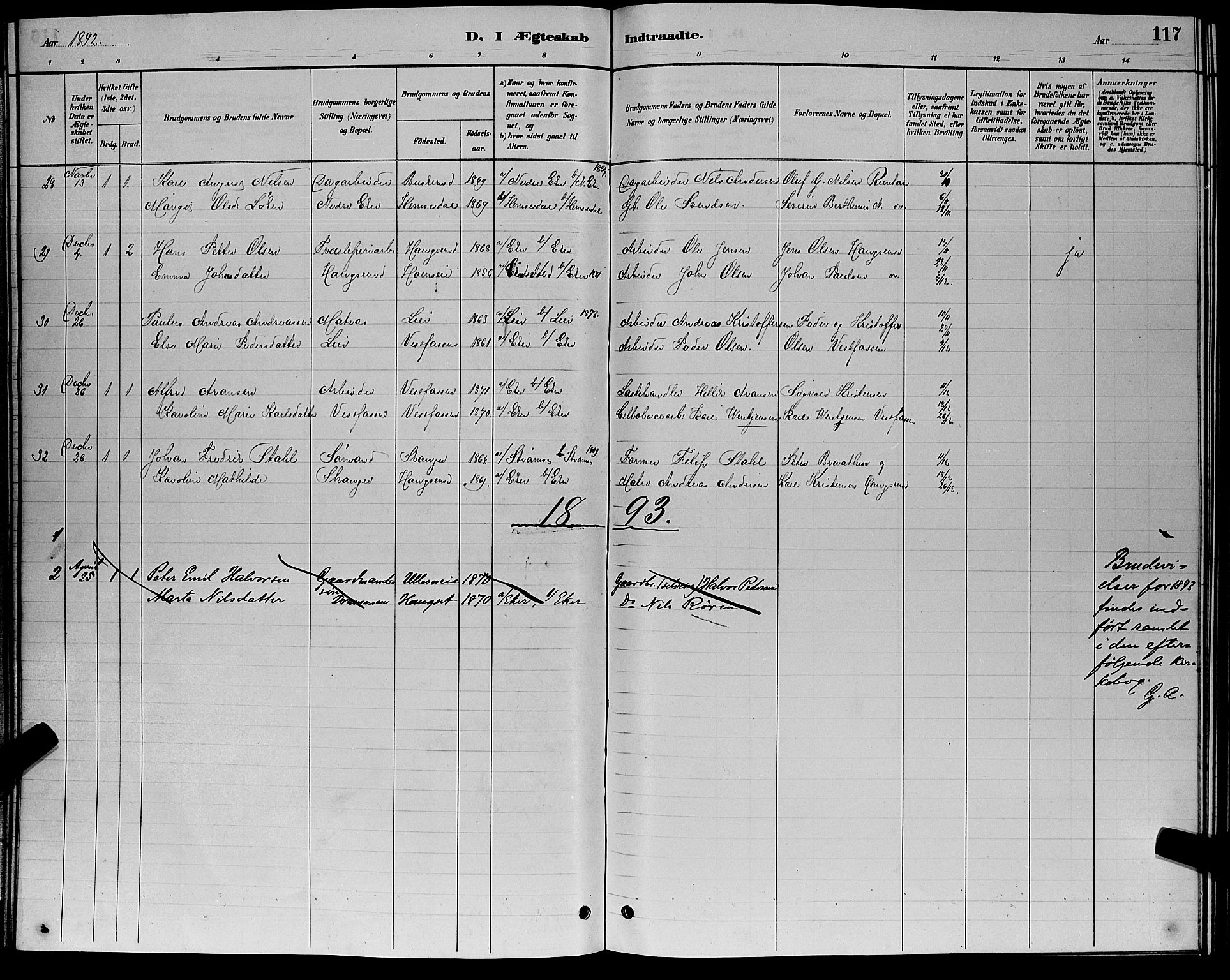 Eiker kirkebøker, AV/SAKO-A-4/G/Ga/L0006: Parish register (copy) no. I 6, 1885-1893, p. 117