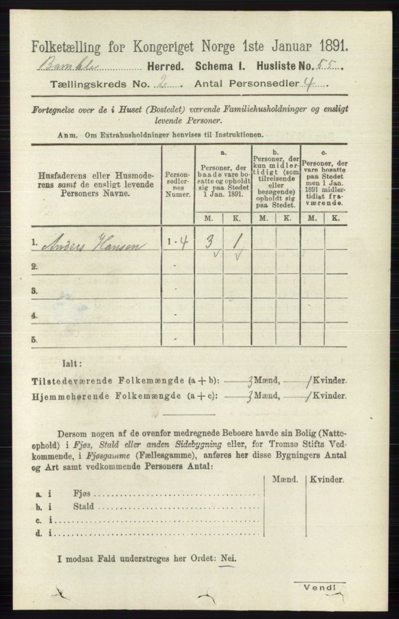 RA, 1891 census for 0814 Bamble, 1891, p. 996