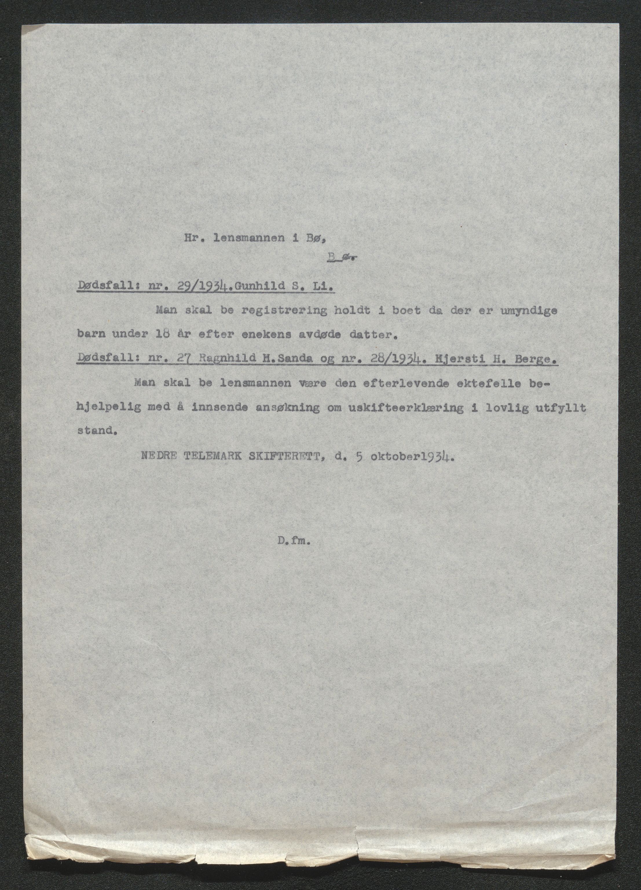 Nedre Telemark sorenskriveri, SAKO/A-135/H/Ha/Hab/L0008: Dødsfallsfortegnelser
, 1931-1935, p. 1236