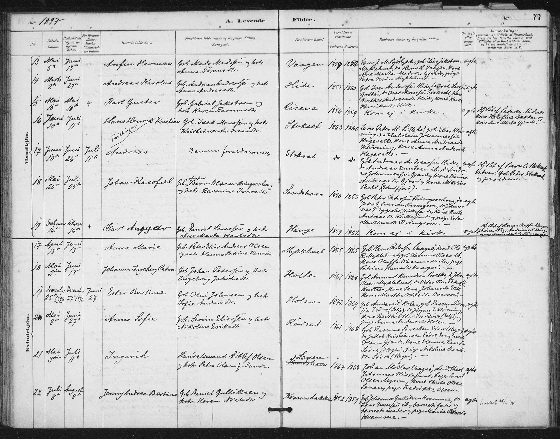 Ministerialprotokoller, klokkerbøker og fødselsregistre - Møre og Romsdal, AV/SAT-A-1454/503/L0037: Parish register (official) no. 503A05, 1884-1900, p. 77