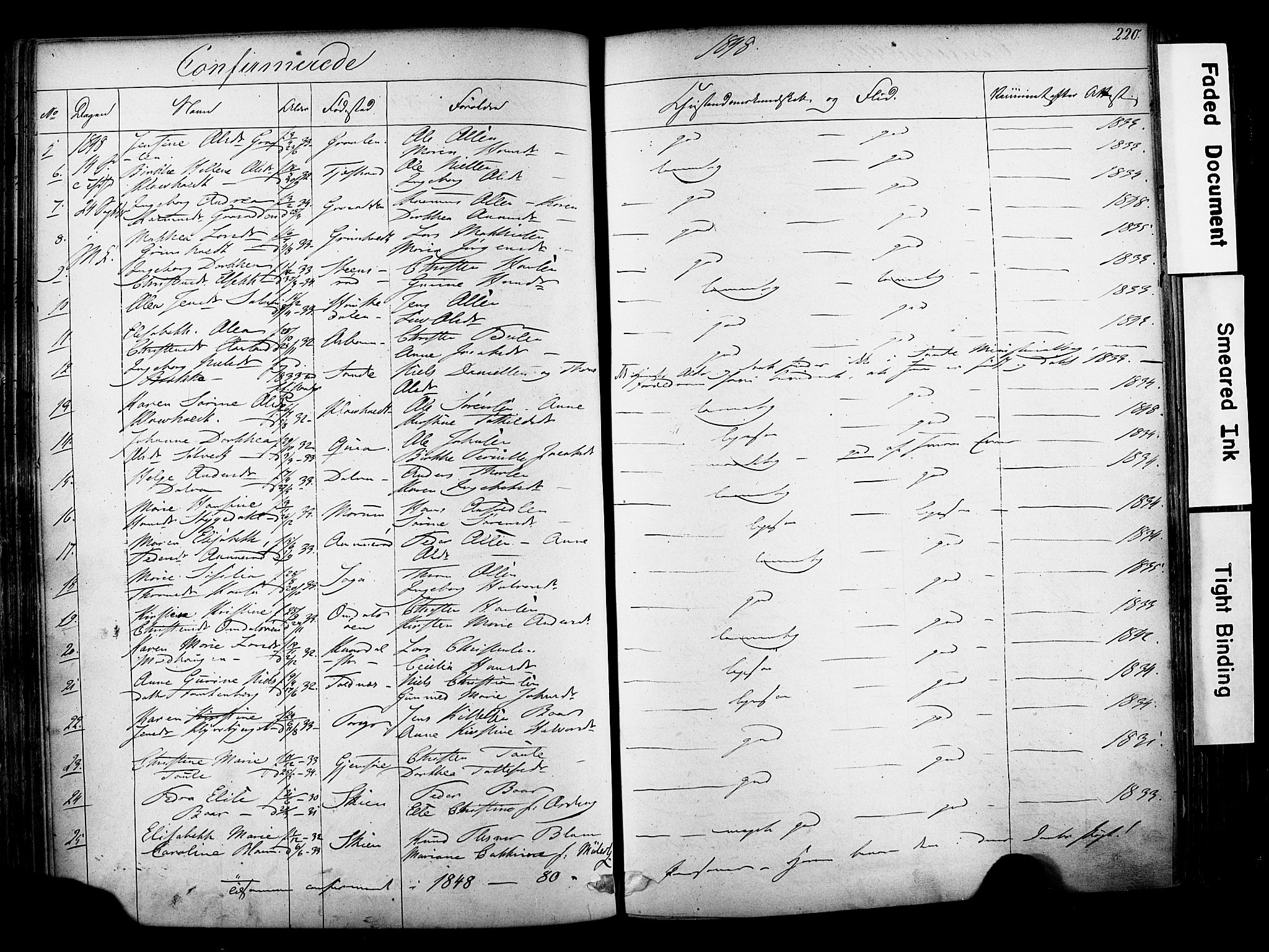 Solum kirkebøker, SAKO/A-306/F/Fa/L0006: Parish register (official) no. I 6, 1844-1855, p. 220