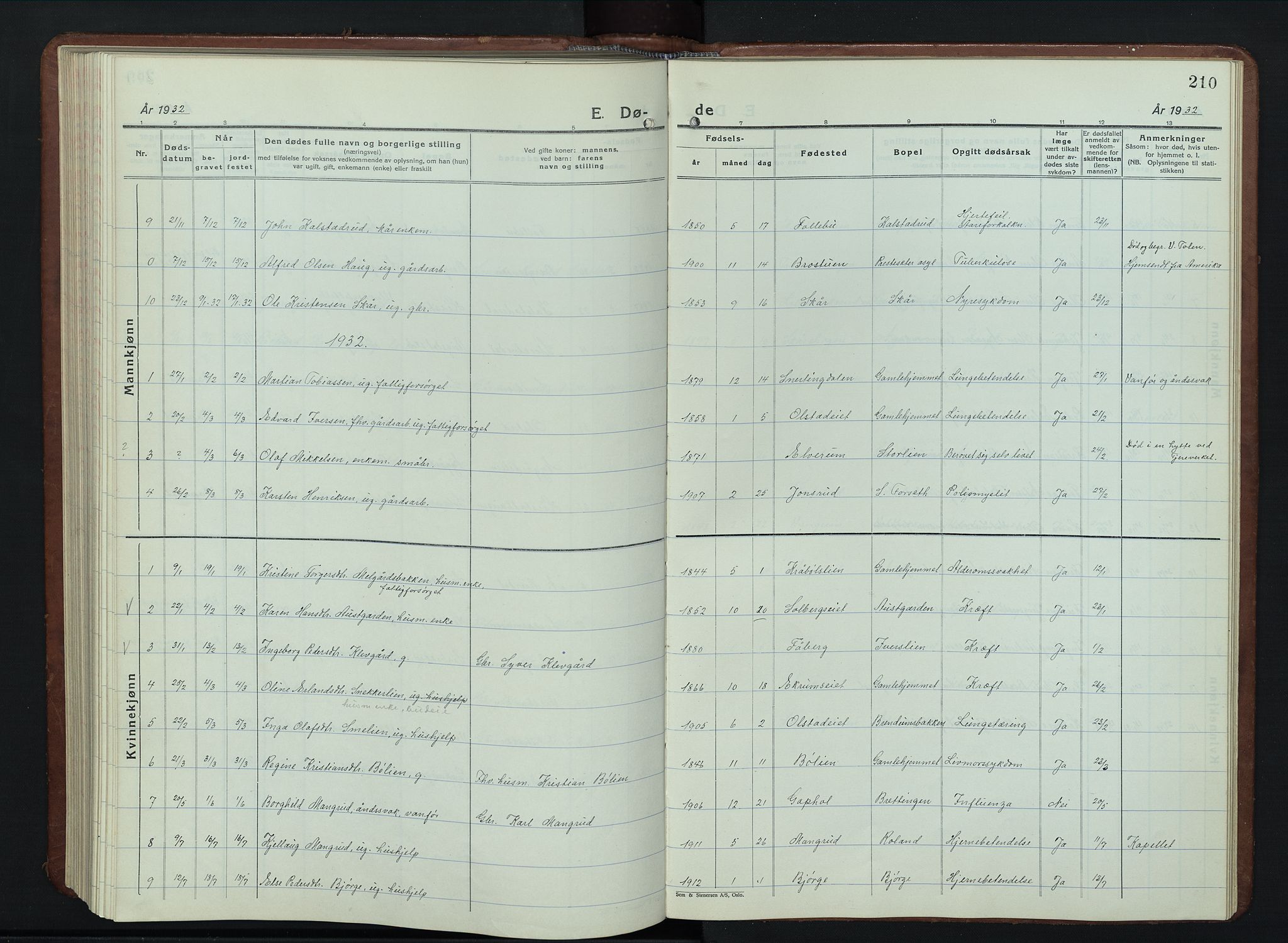 Vestre Gausdal prestekontor, SAH/PREST-094/H/Ha/Hab/L0005: Parish register (copy) no. 5, 1926-1955, p. 210