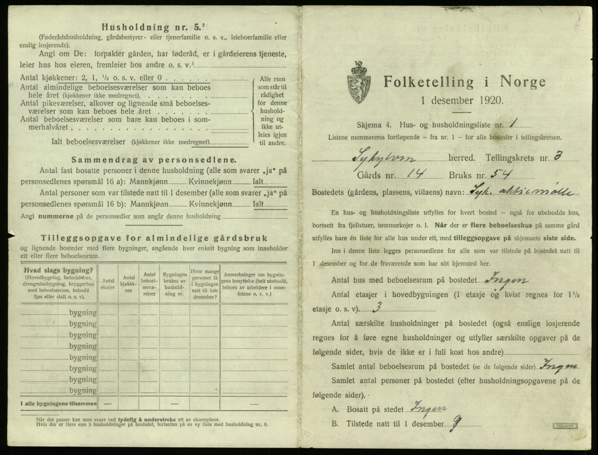 SAT, 1920 census for Sykkylven, 1920, p. 245