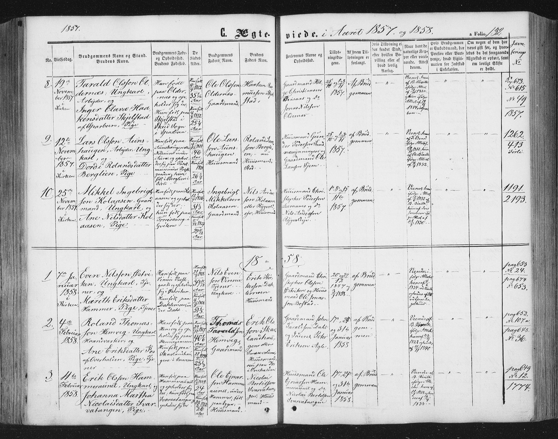 Ministerialprotokoller, klokkerbøker og fødselsregistre - Nord-Trøndelag, SAT/A-1458/749/L0472: Parish register (official) no. 749A06, 1857-1873, p. 132