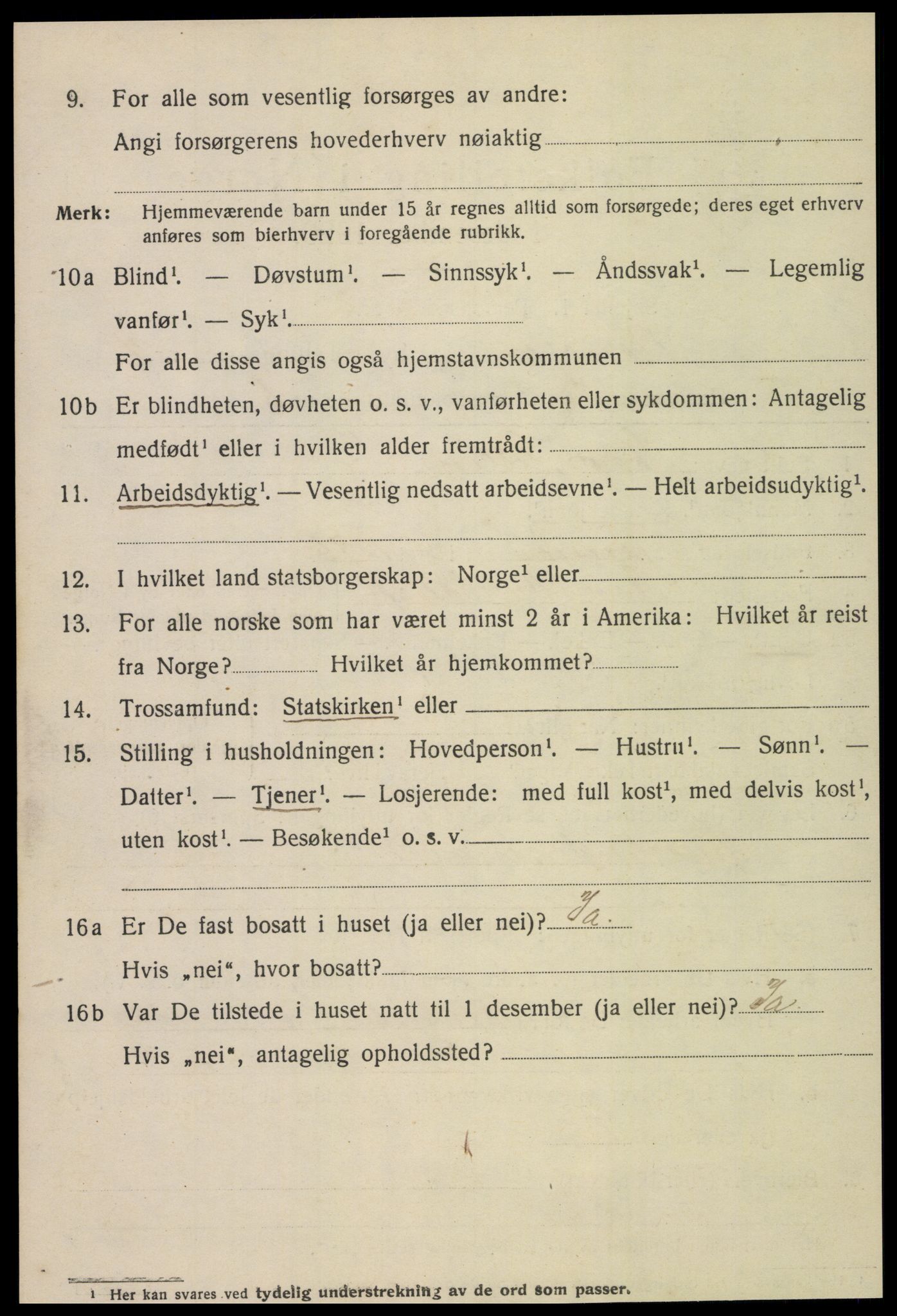 SAT, 1920 census for Namsos, 1920, p. 5606