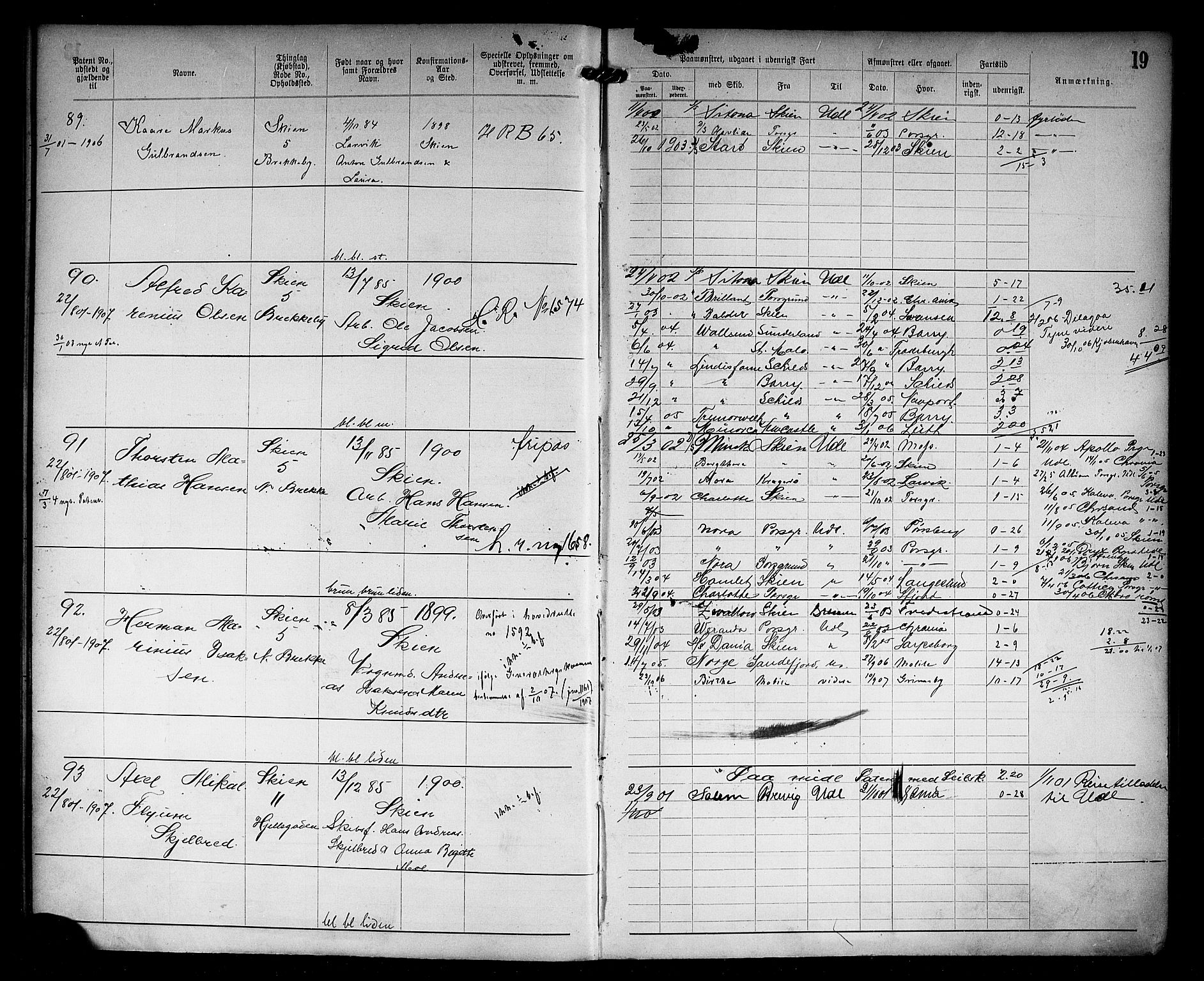 Skien innrulleringskontor, AV/SAKO-A-832/F/Fc/L0006: Annotasjonsrulle, 1899-1911, p. 21