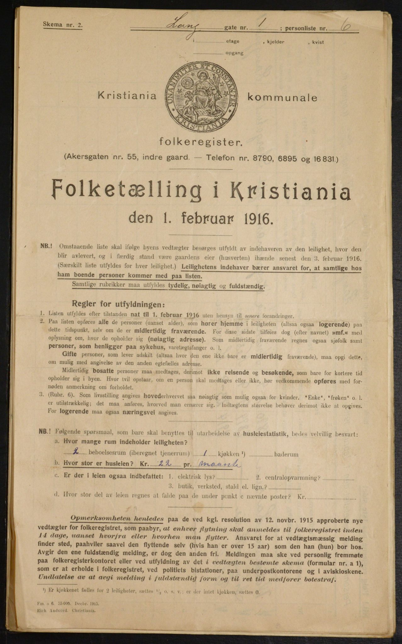 OBA, Municipal Census 1916 for Kristiania, 1916, p. 57600