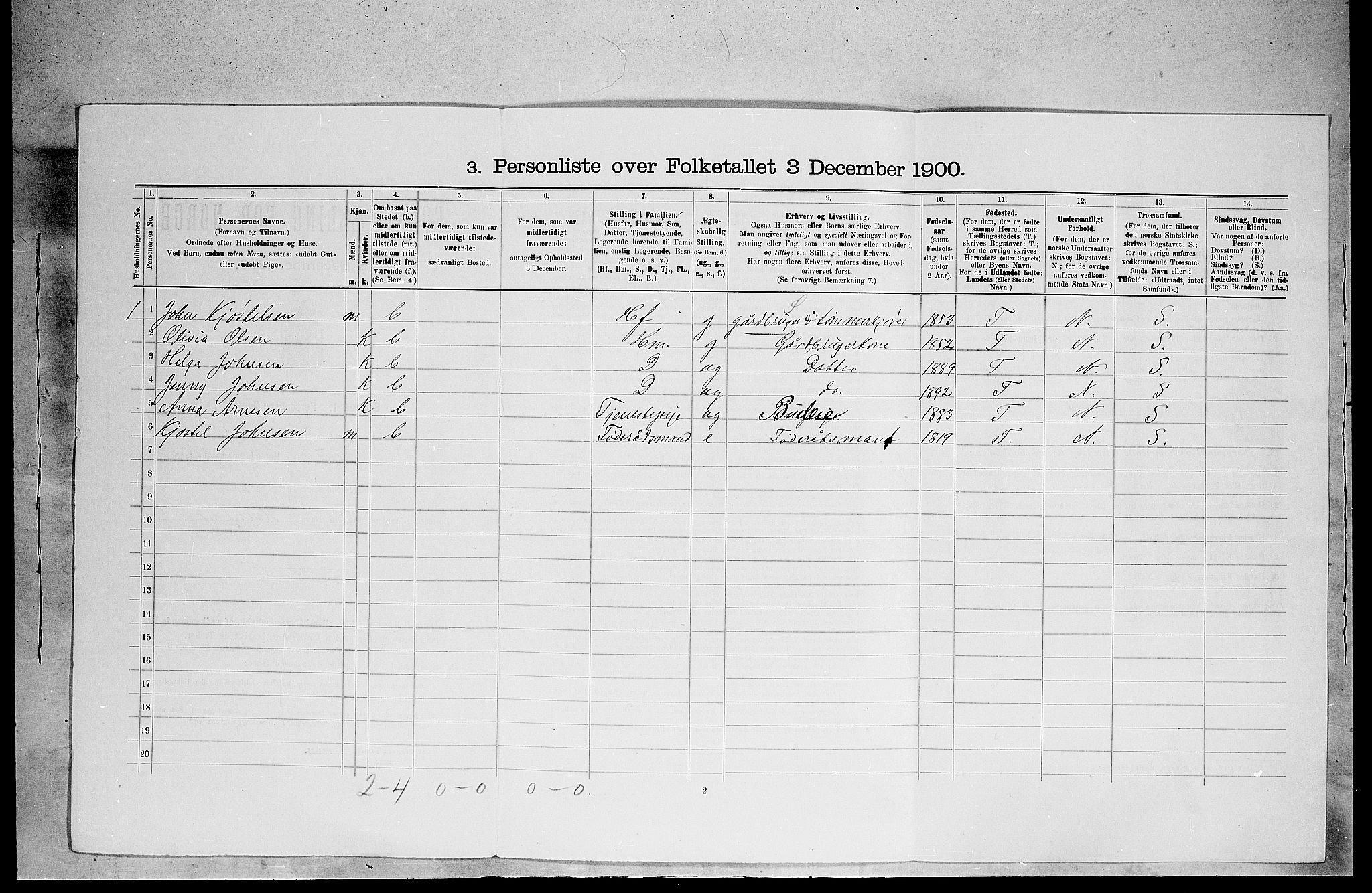 SAH, 1900 census for Grue, 1900, p. 504