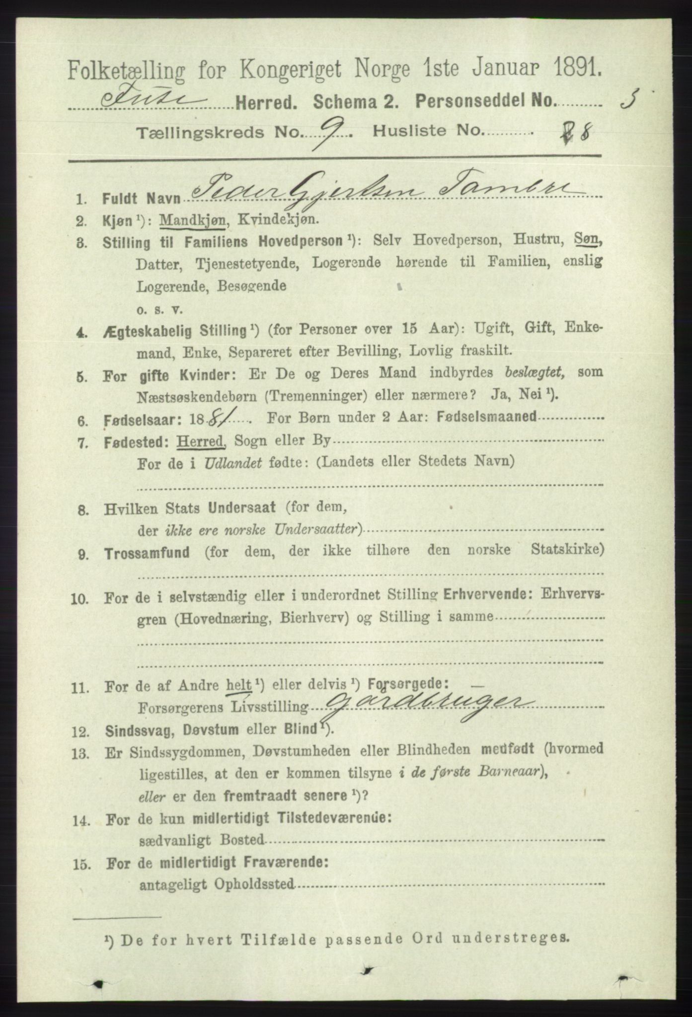 RA, 1891 census for 1241 Fusa, 1891, p. 1871