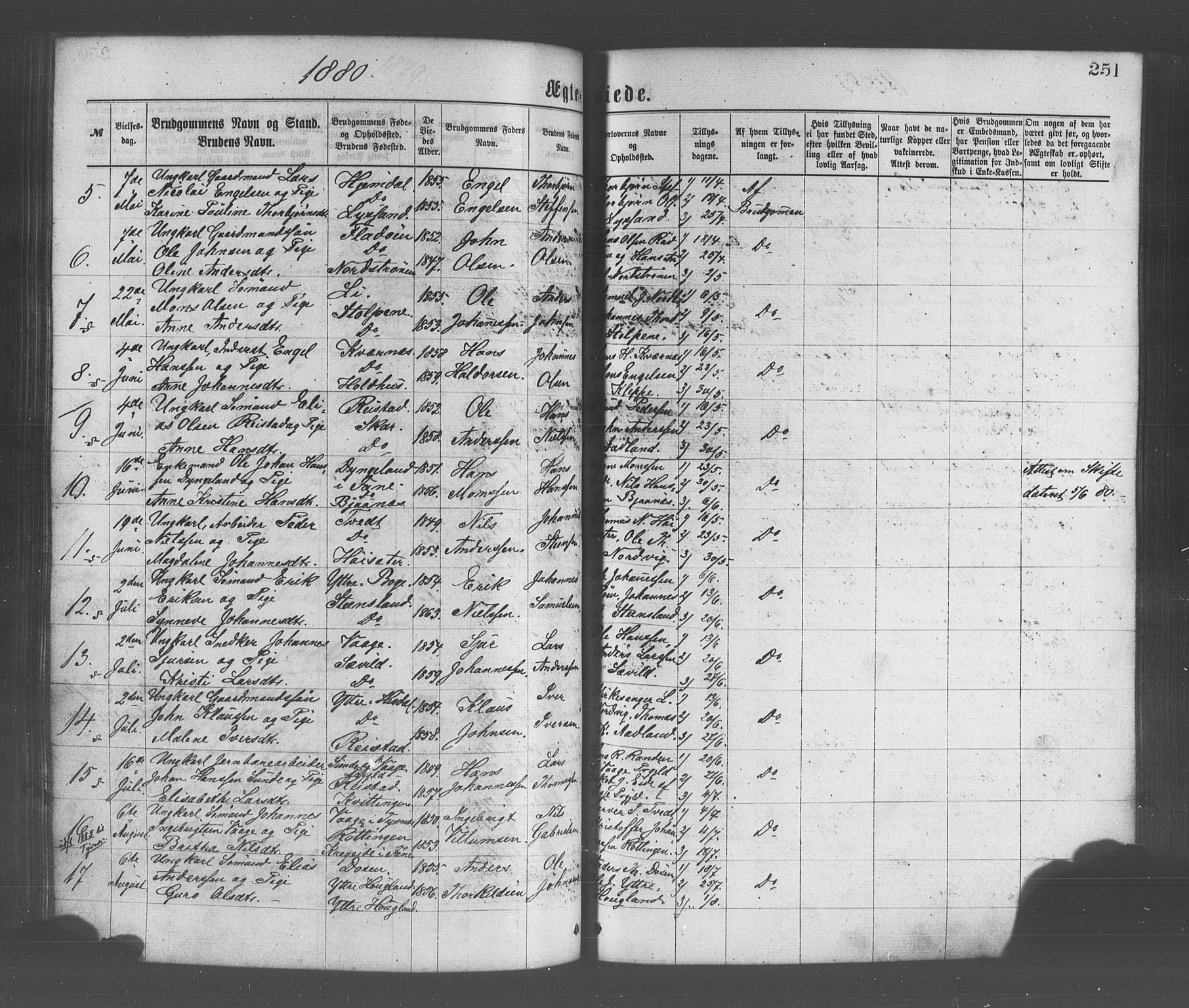 Os sokneprestembete, SAB/A-99929: Parish register (official) no. A 18, 1874-1884, p. 251