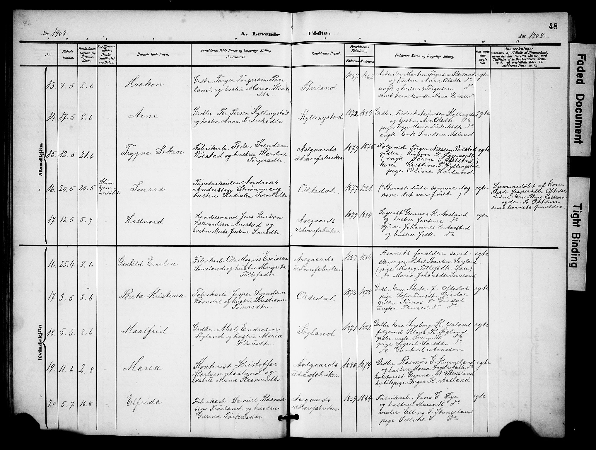 Lye sokneprestkontor, AV/SAST-A-101794/001/30BB/L0009: Parish register (copy) no. B 9, 1902-1923, p. 48