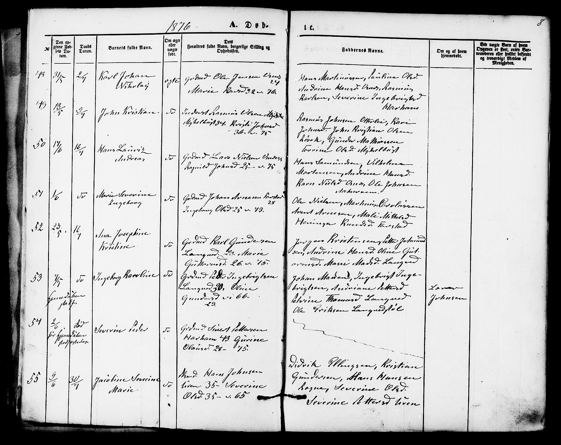 Ministerialprotokoller, klokkerbøker og fødselsregistre - Møre og Romsdal, AV/SAT-A-1454/536/L0500: Parish register (official) no. 536A09, 1876-1889, p. 8