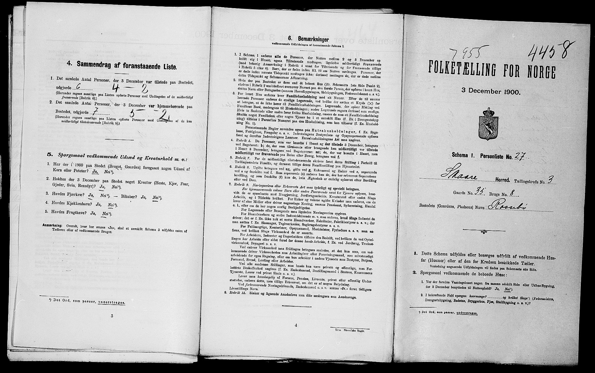 SAST, 1900 census for Skåre, 1900, p. 37