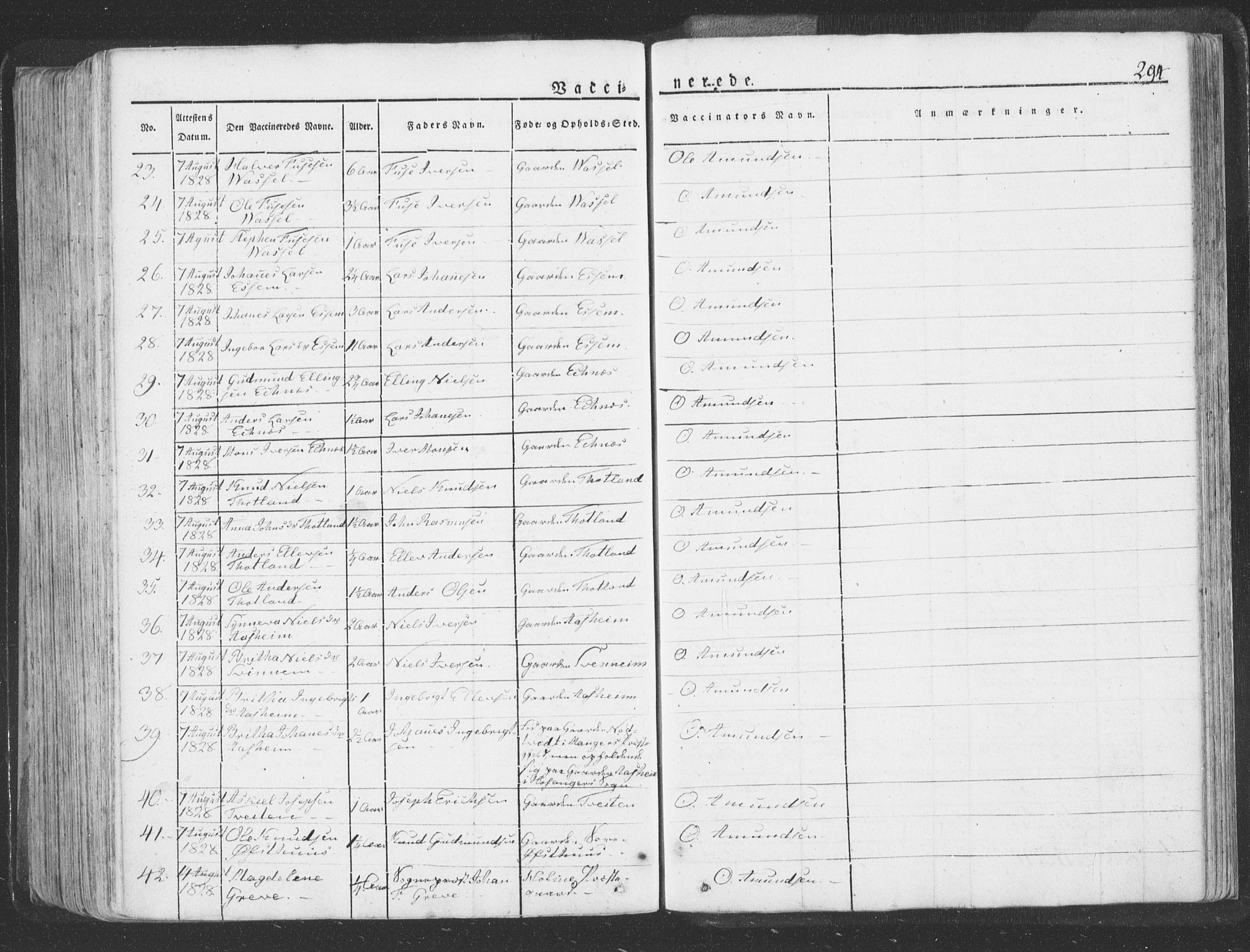 Hosanger sokneprestembete, AV/SAB-A-75801/H/Haa: Parish register (official) no. A 6, 1824-1835, p. 294