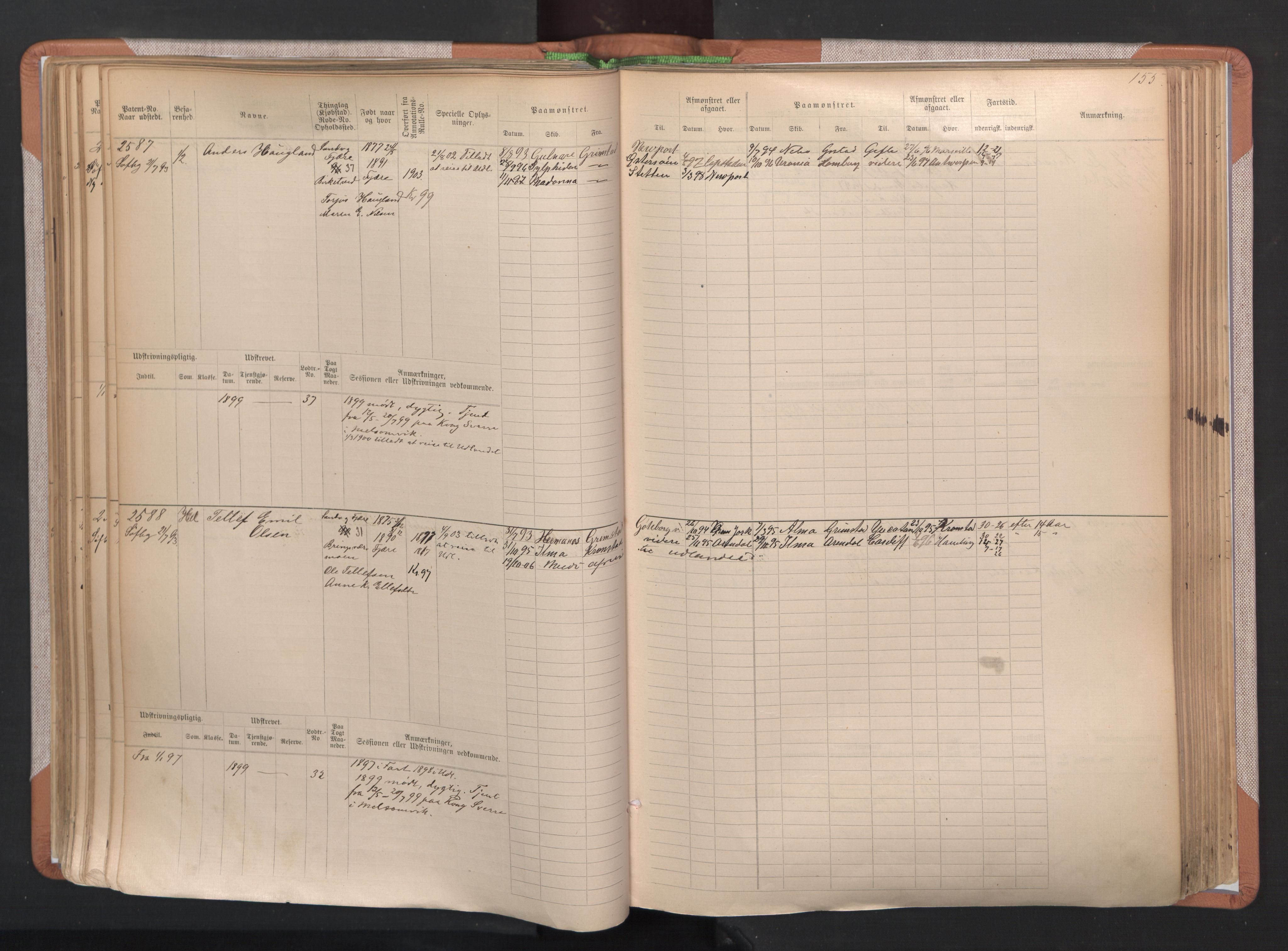 Grimstad mønstringskrets, AV/SAK-2031-0013/F/Fb/L0004: Hovedrulle A nr 2277-3042, F-7, 1889-1940, p. 161