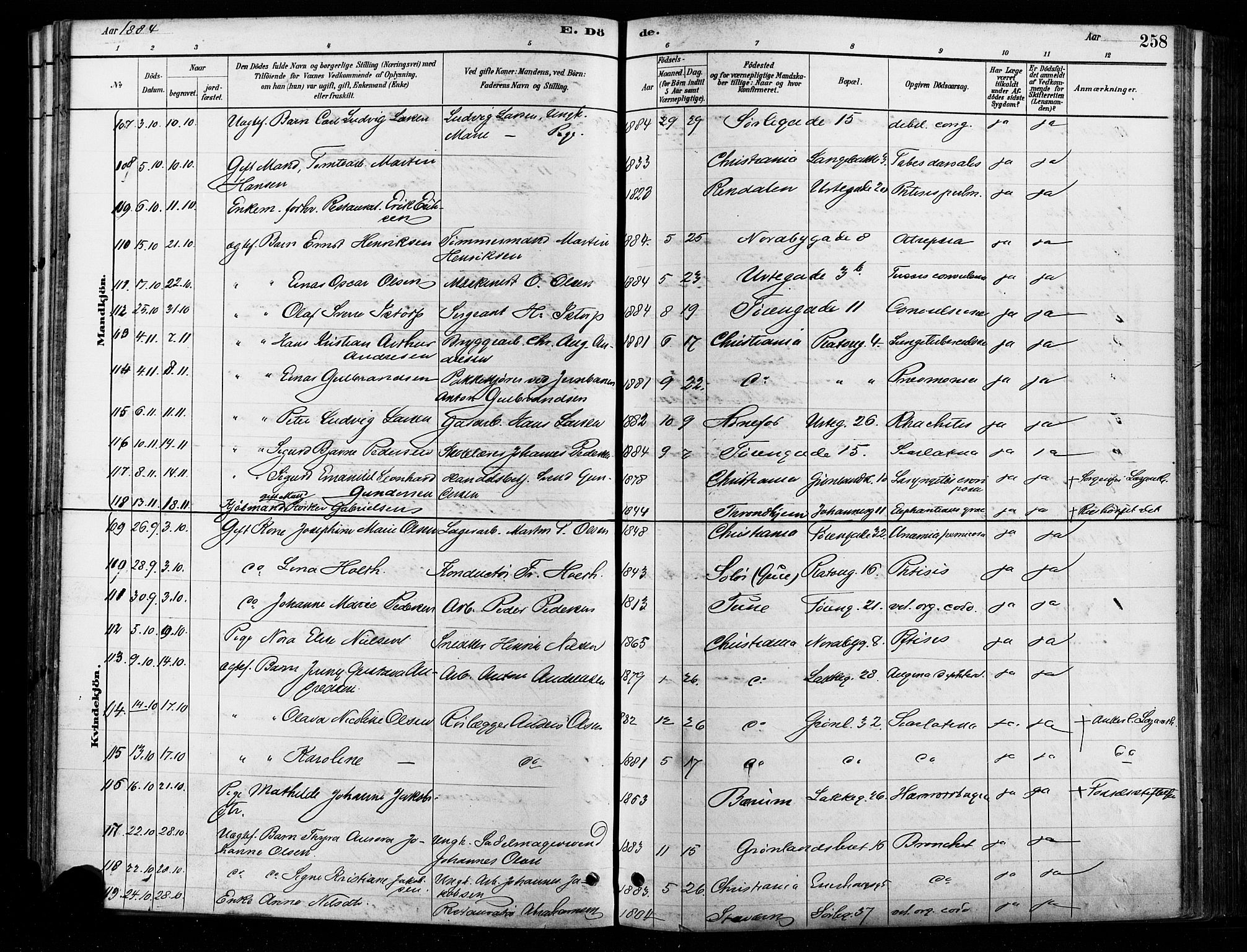 Grønland prestekontor Kirkebøker, AV/SAO-A-10848/F/Fa/L0008: Parish register (official) no. 8, 1881-1893, p. 258