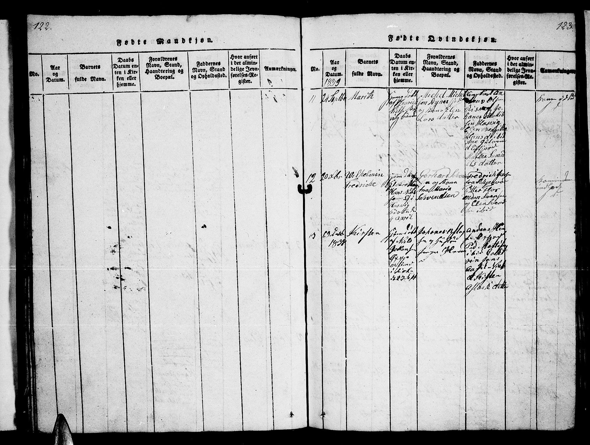 Loppa sokneprestkontor, AV/SATØ-S-1339/H/Hb/L0001klokker: Parish register (copy) no. 1, 1820-1849, p. 122-123