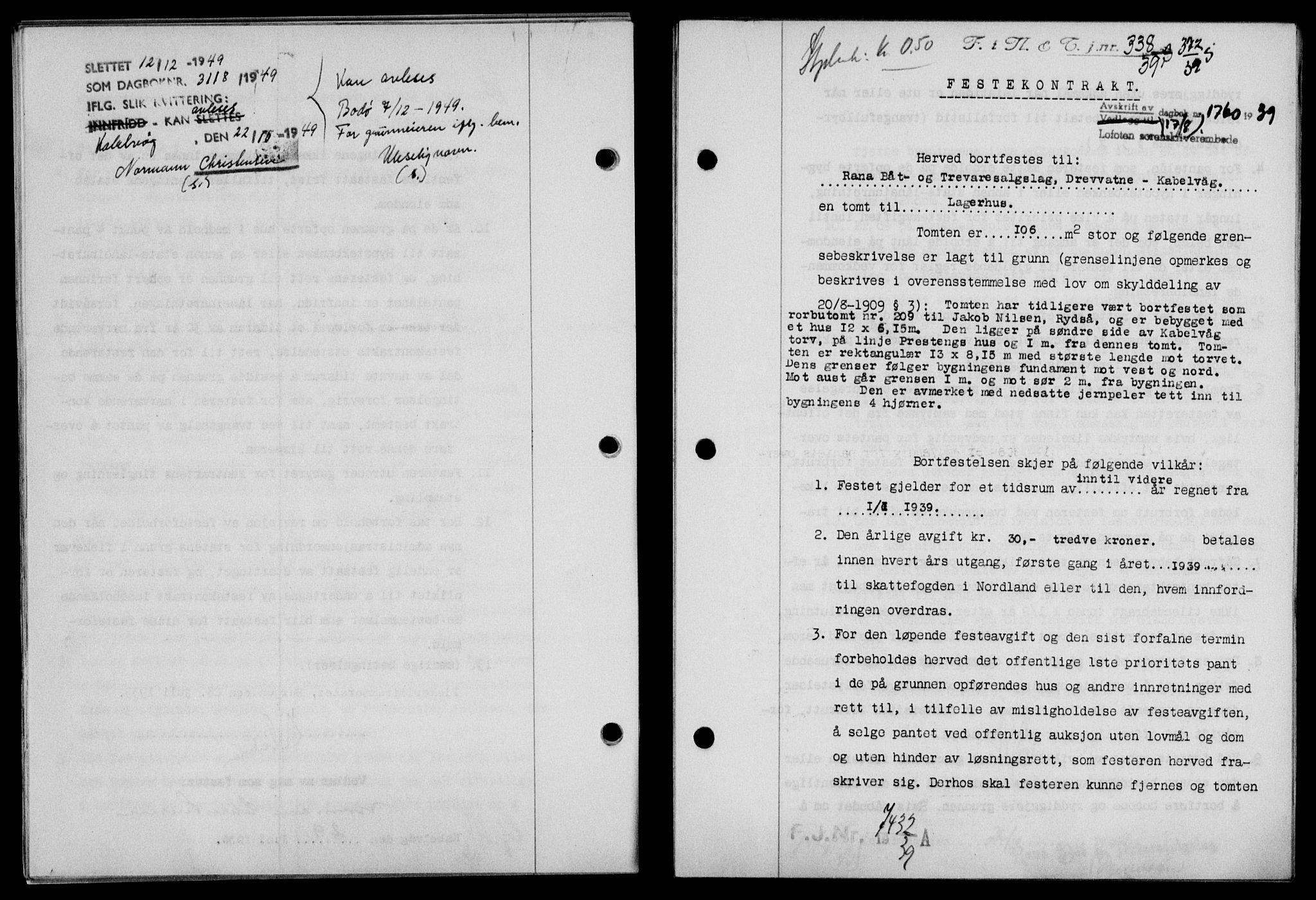 Lofoten sorenskriveri, SAT/A-0017/1/2/2C/L0006a: Mortgage book no. 6a, 1939-1939, Diary no: : 1760/1939