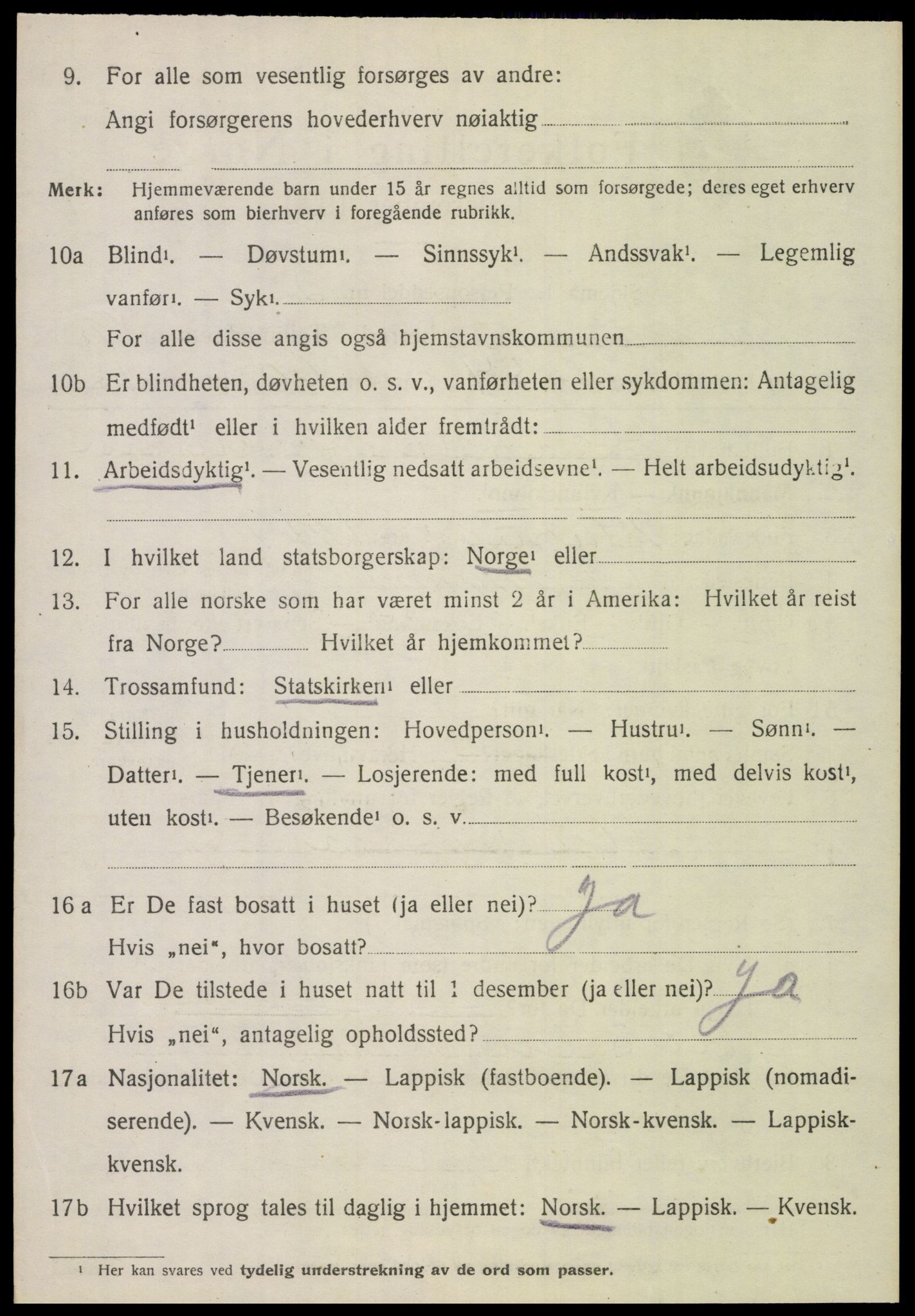 SAT, 1920 census for Hamarøy, 1920, p. 4855