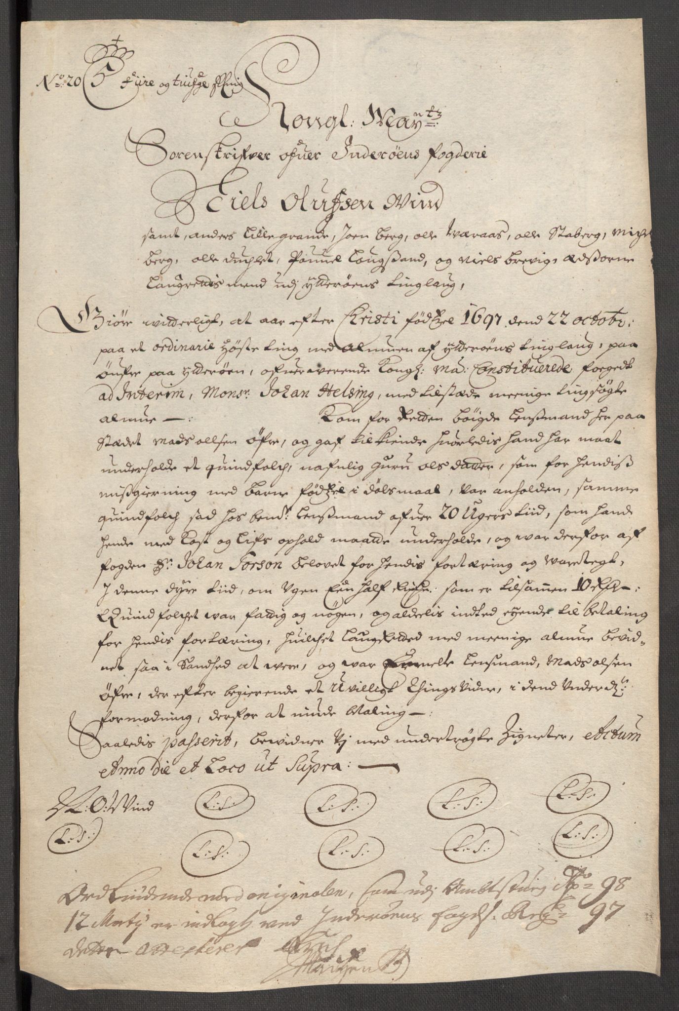 Rentekammeret inntil 1814, Reviderte regnskaper, Fogderegnskap, AV/RA-EA-4092/R63/L4314: Fogderegnskap Inderøy, 1705, p. 328