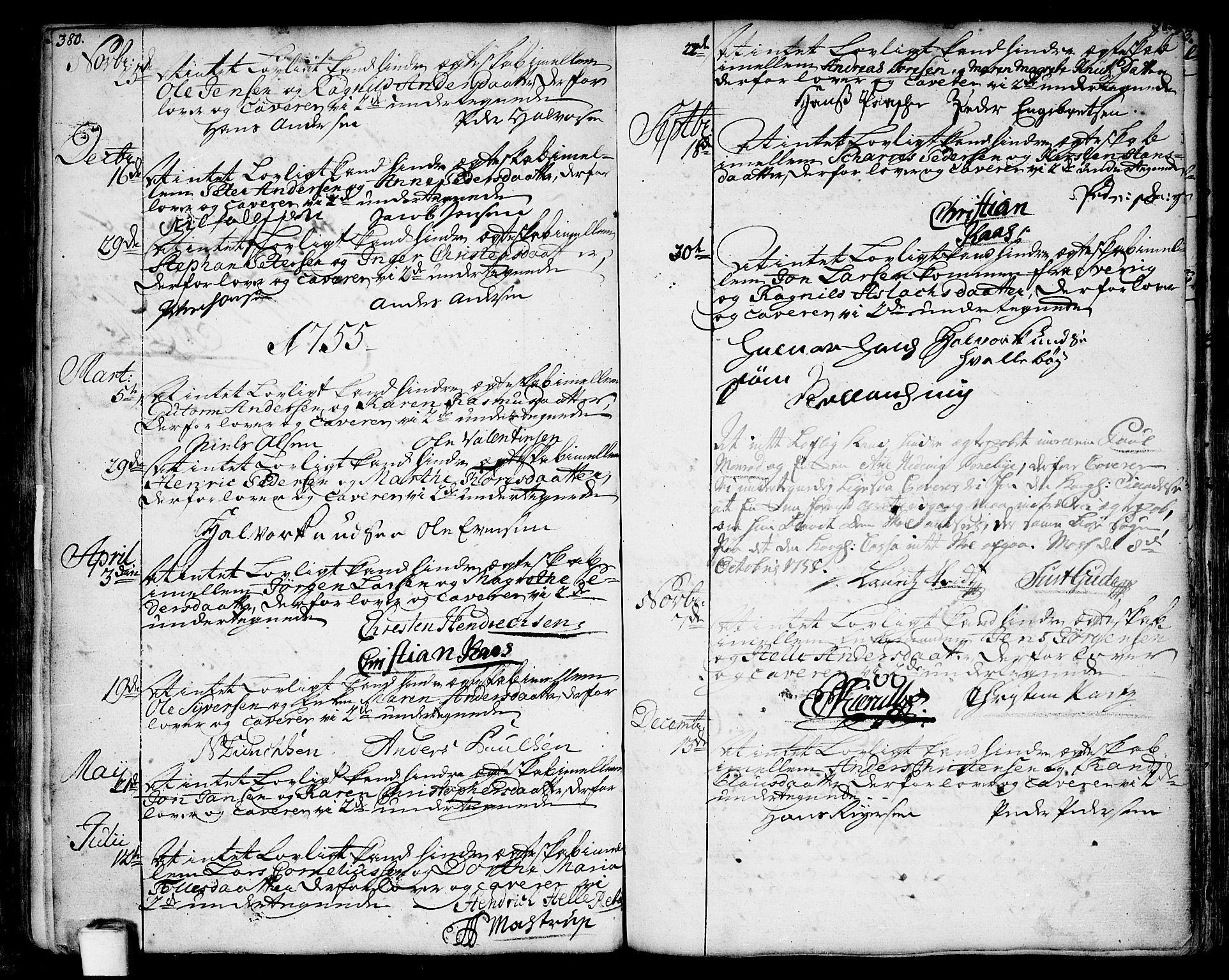 Moss prestekontor Kirkebøker, SAO/A-2003/F/Fa/L0002: Parish register (official) no. I 2, 1753-1779, p. 380-381