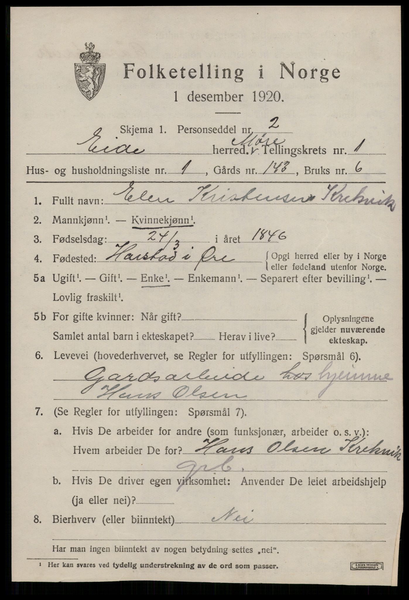 SAT, 1920 census for Eid (MR), 1920, p. 584